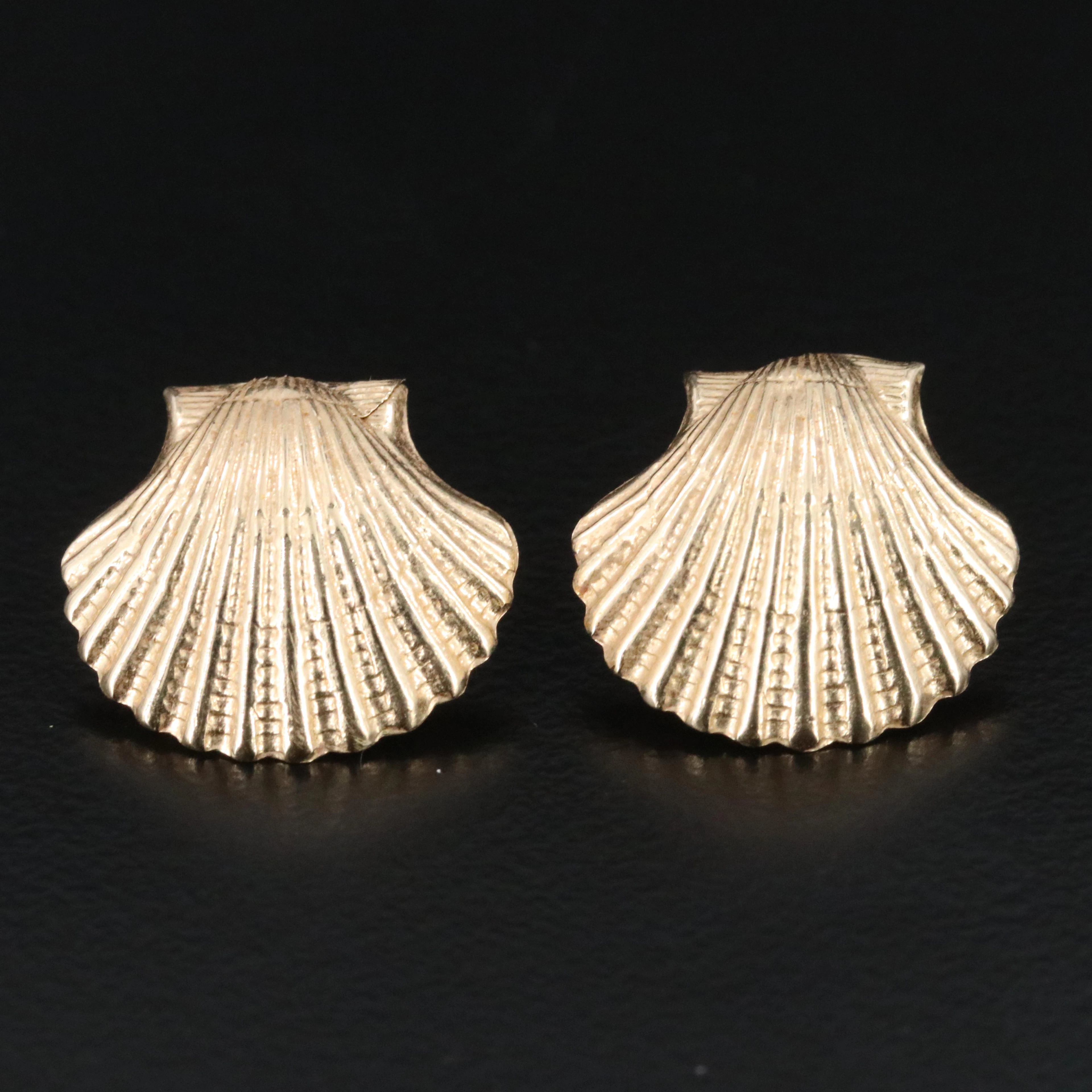 14K Clam Shell Earrings