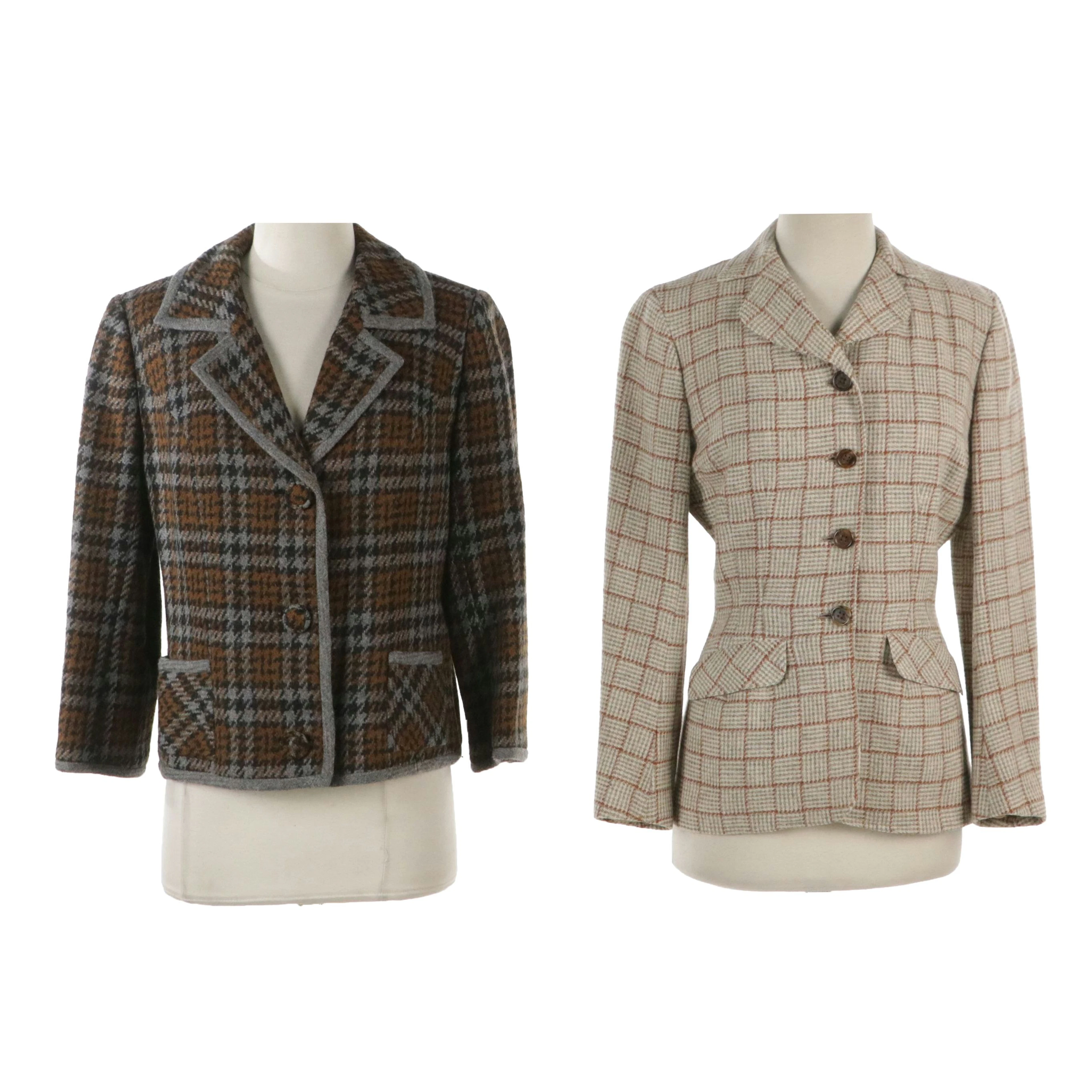 Country Plaid and Jack Feit Plaid Wool Jackets, Vintage