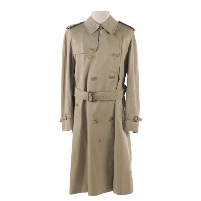 Men's Burberrys Double-Breasted Trench Coat in Khaki with Vintage Check Lining