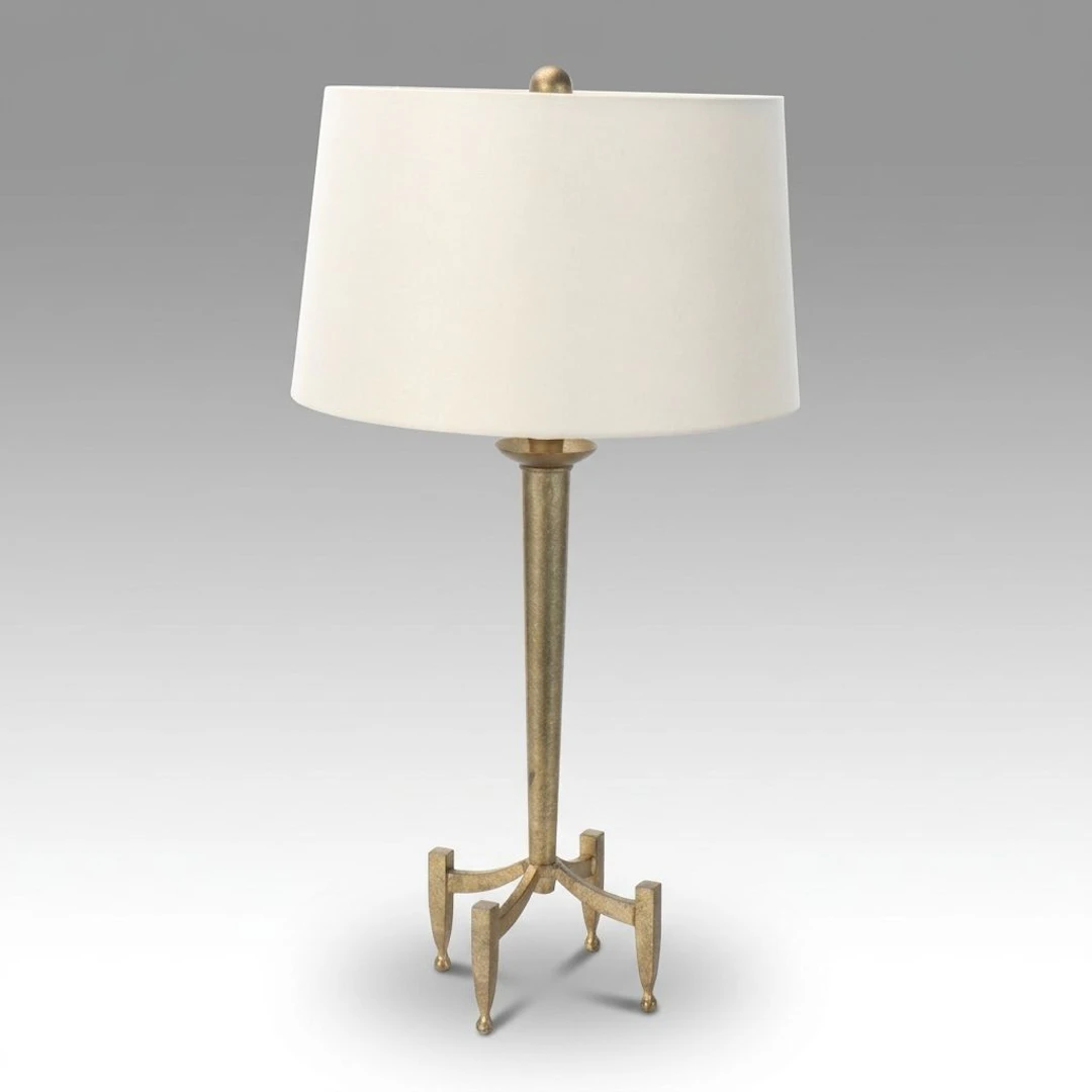 Minimalist Style Aged Gilt Table Lamp with Quad-Foot Base
