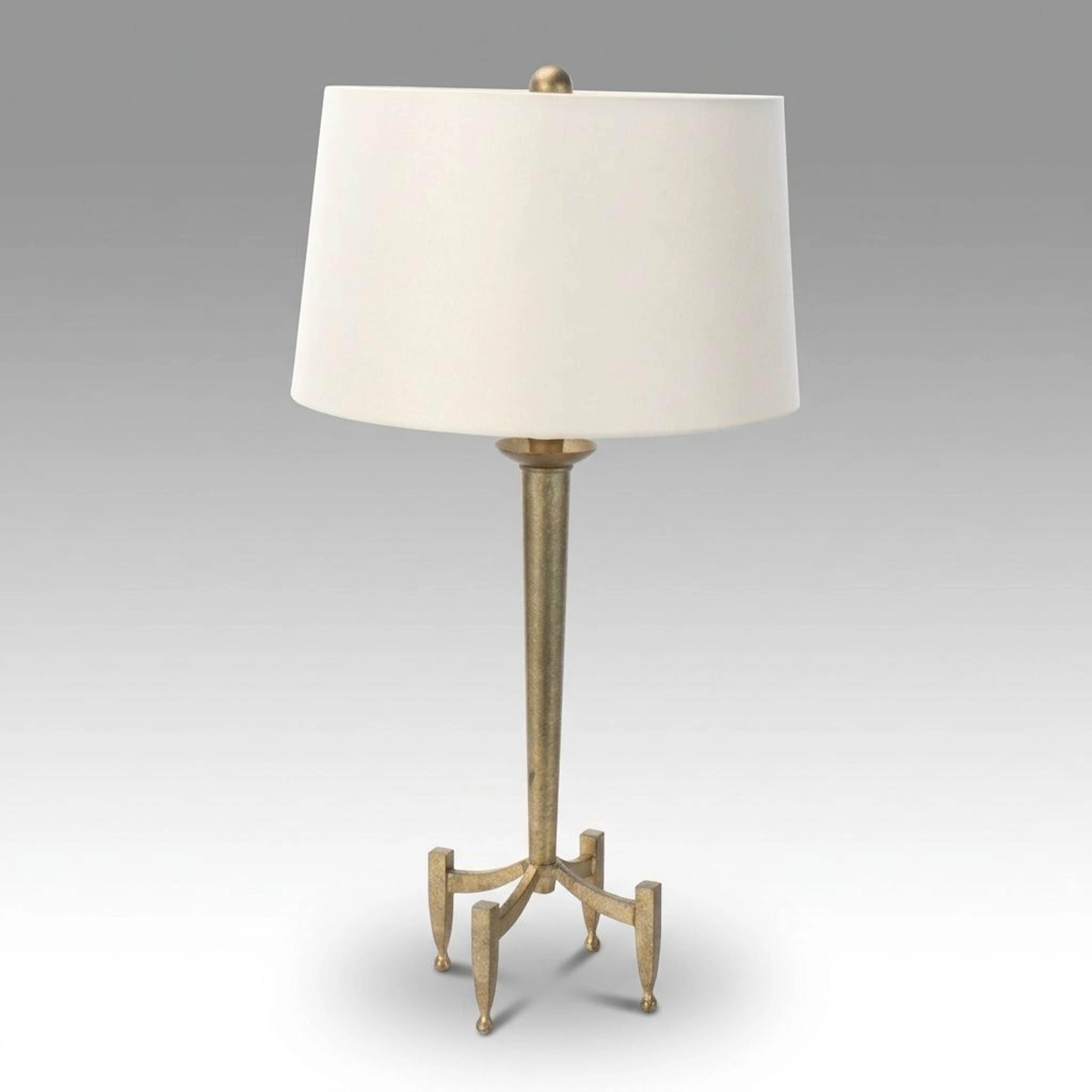 Minimalist Style Aged Gilt Table Lamp with Quad-Foot Base