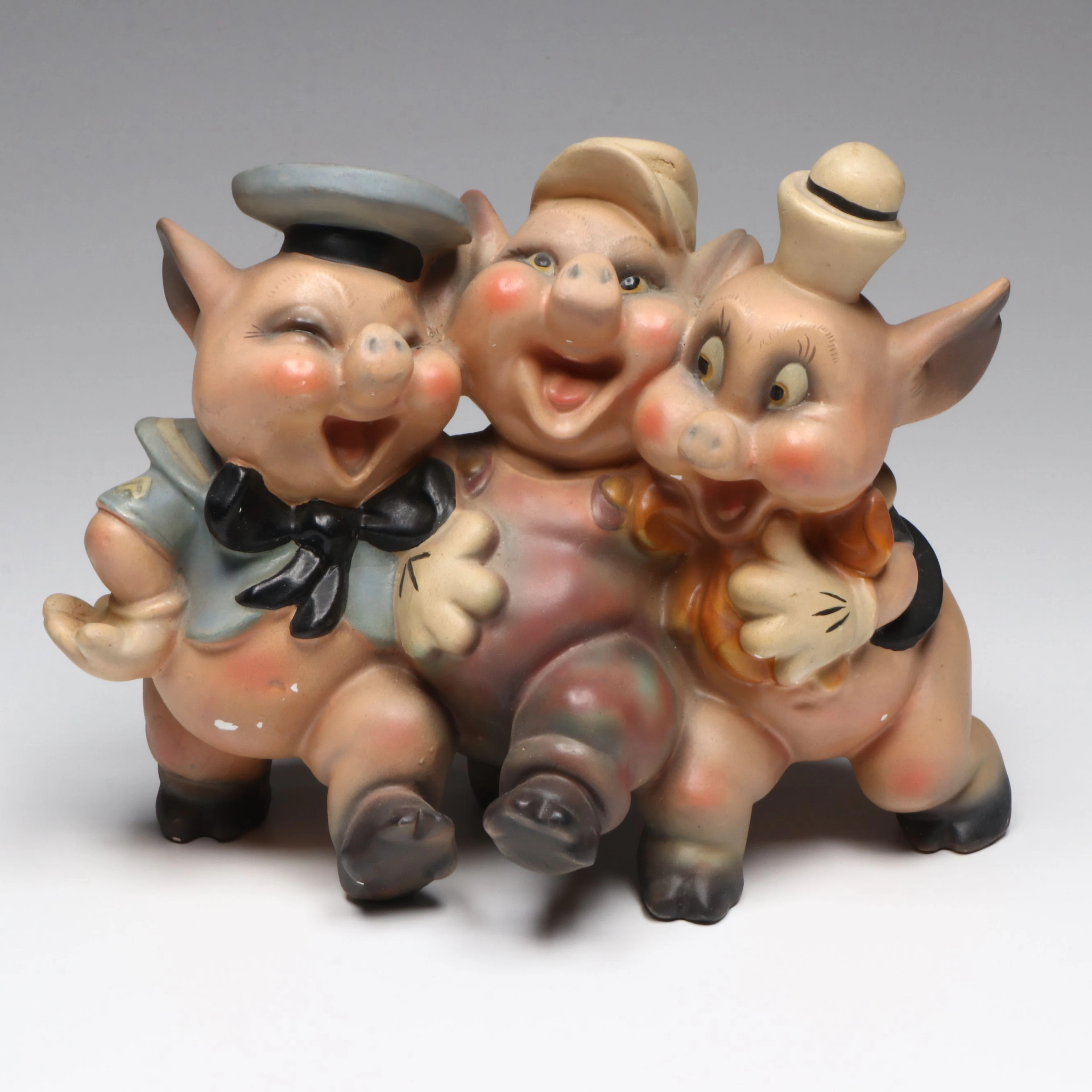 Zaccagnini "Three Little Pigs" Ceramic Figurine, 1940s