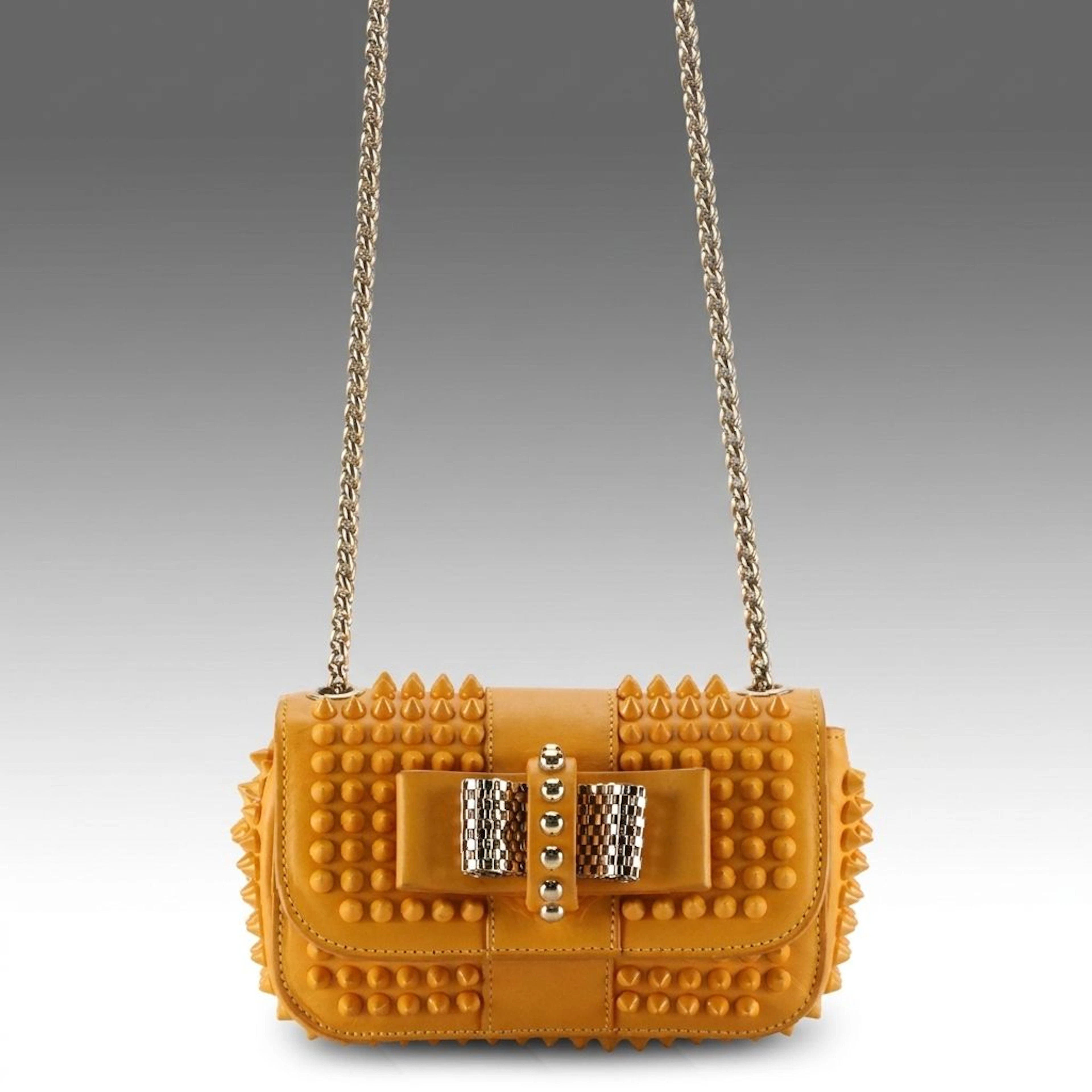 Christian Louboutin Mini Sweet Charity Crossbody Bag in Spiked Yellow Leather