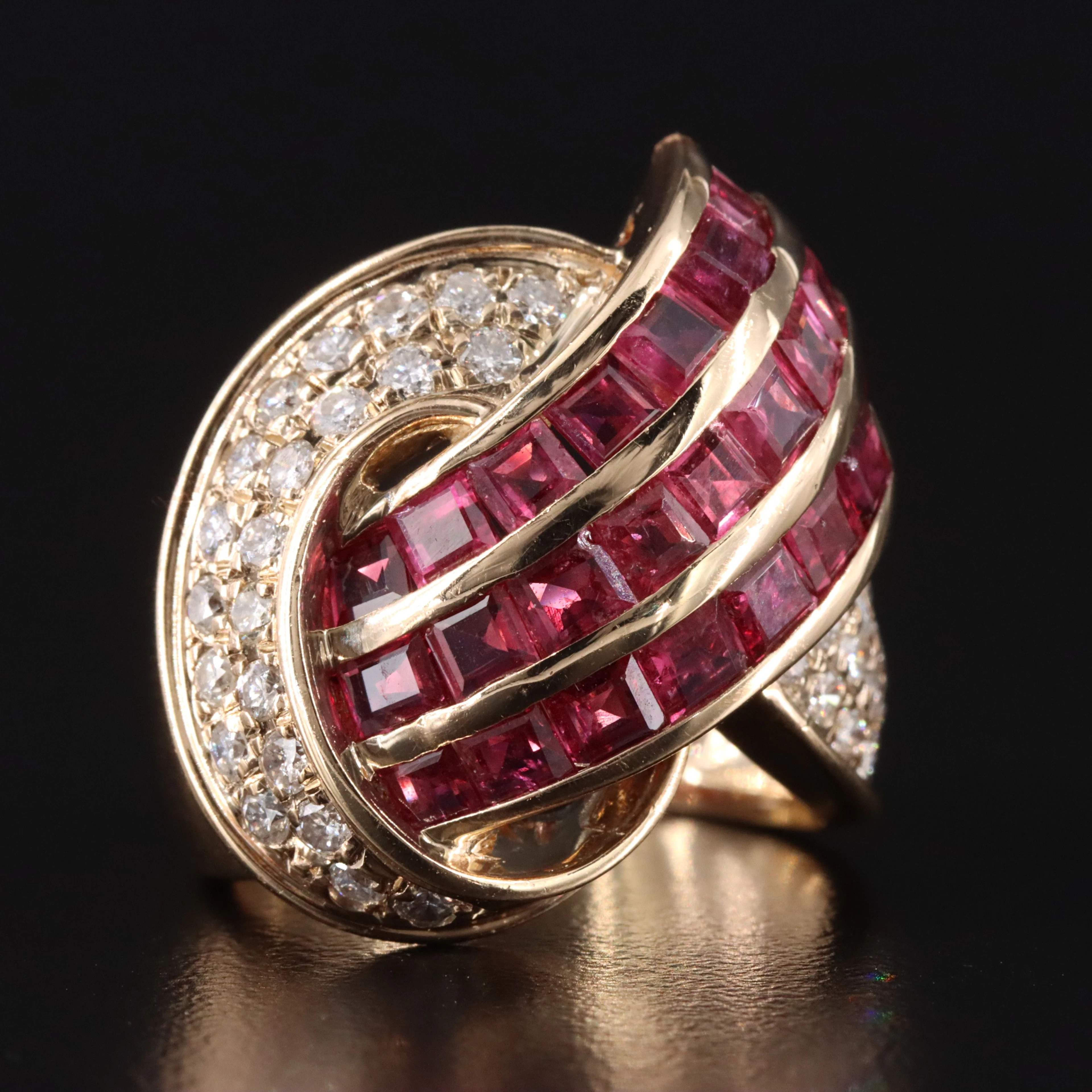 14K Ruby and Diamond Pavé Ring