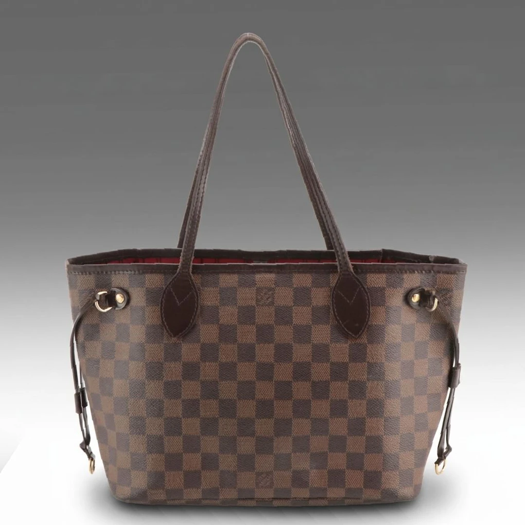 Louis Vuitton Damier Ebene Coated Canvas and Leather Neverfull PM Tote Bag