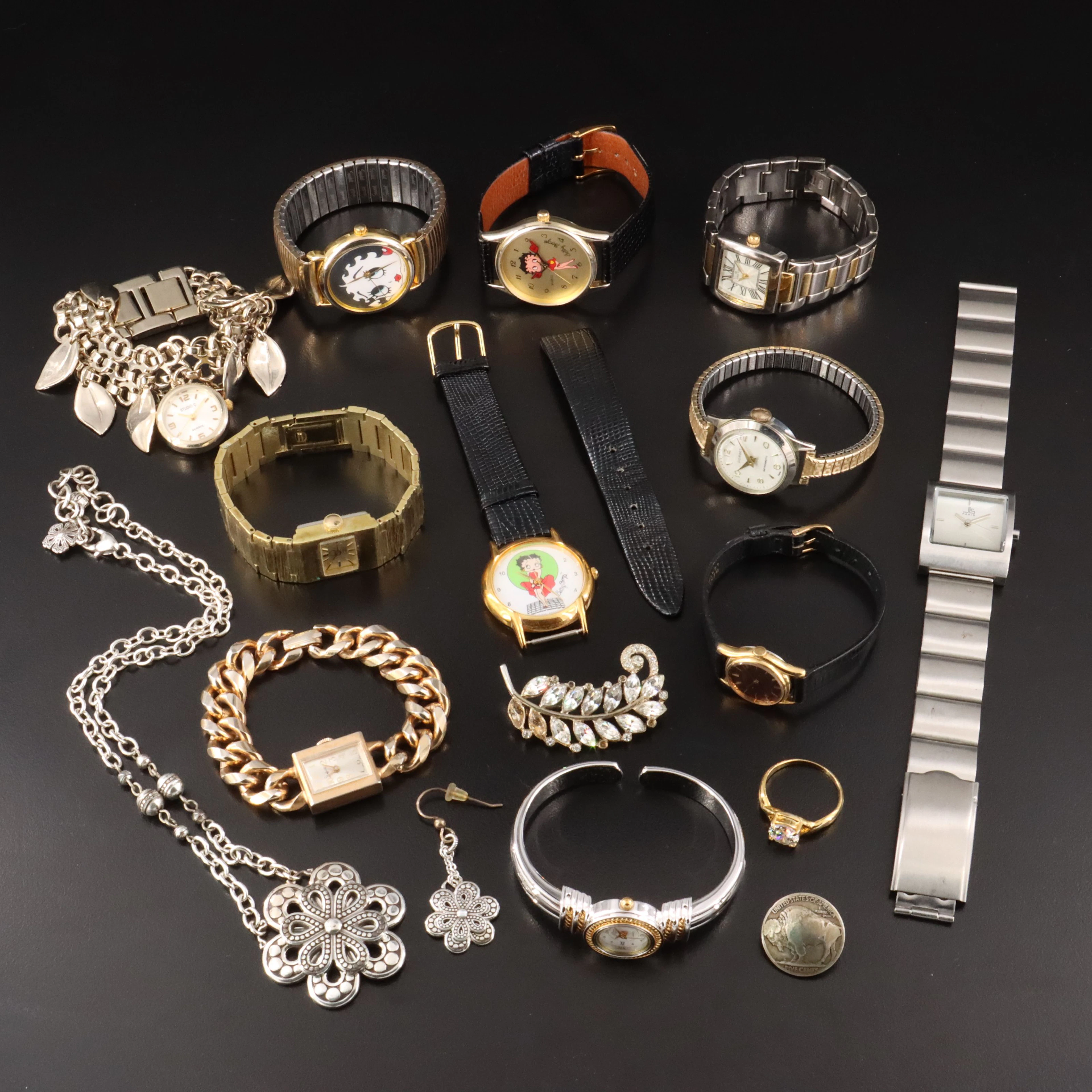 Collection of Betty Boop and Designer Dress Watches with Jewelry Accents