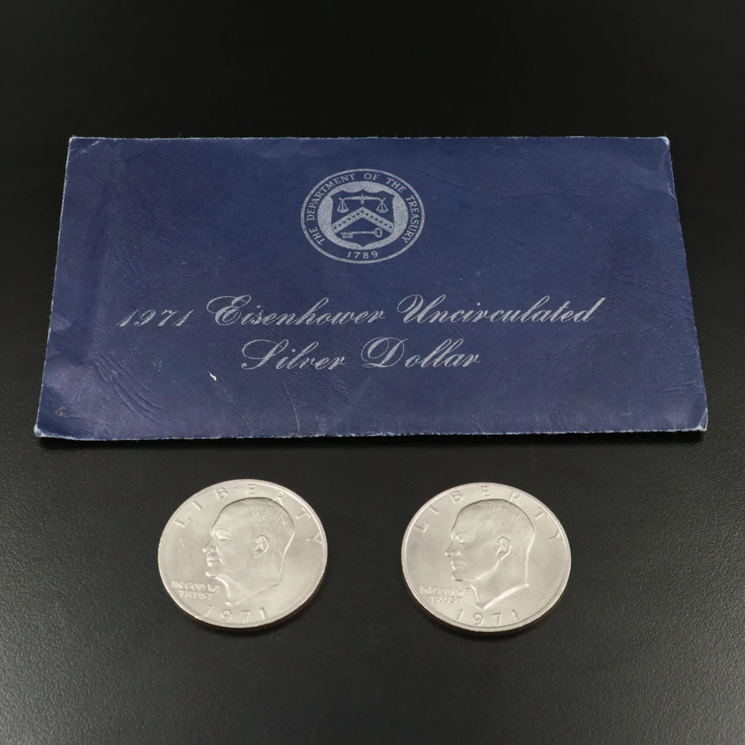 Three Eisenhower Dollars, One is 40% Silver