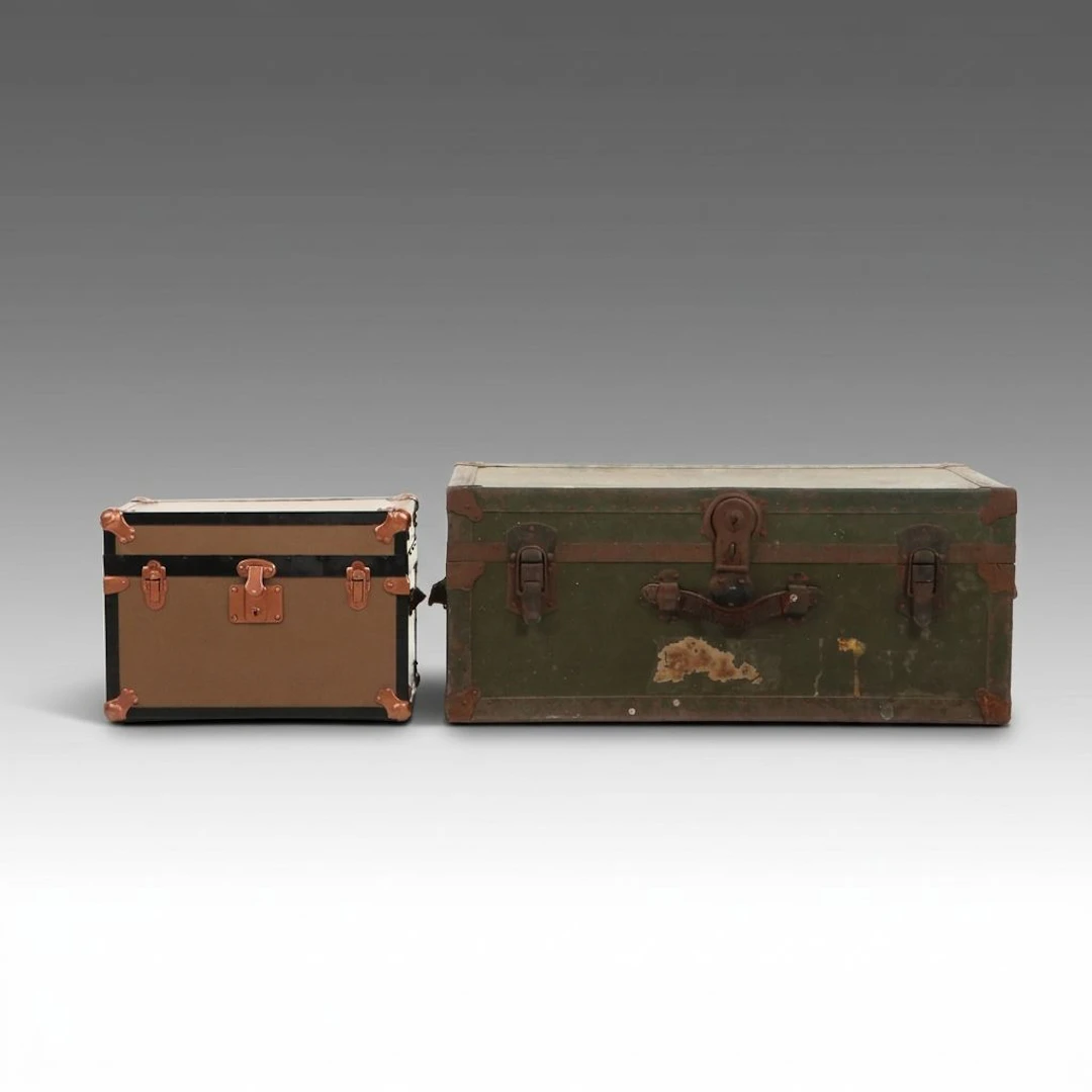 Large Steamer Trunk and Tuck Box Storage Trunk, Vintage