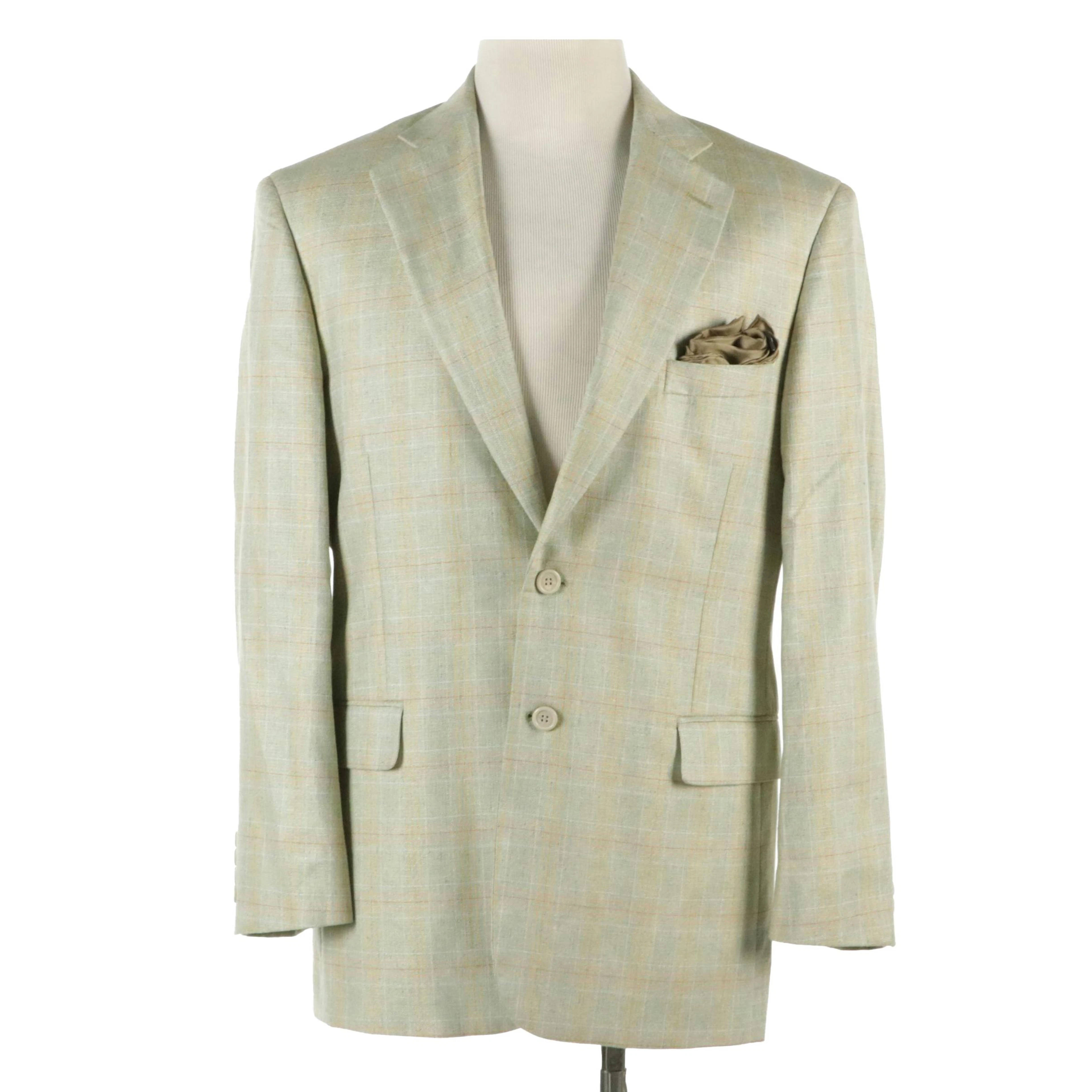 Lanificio Di Pray Sport Coat in Silk Lined Windowpane with Murano Pocket Square