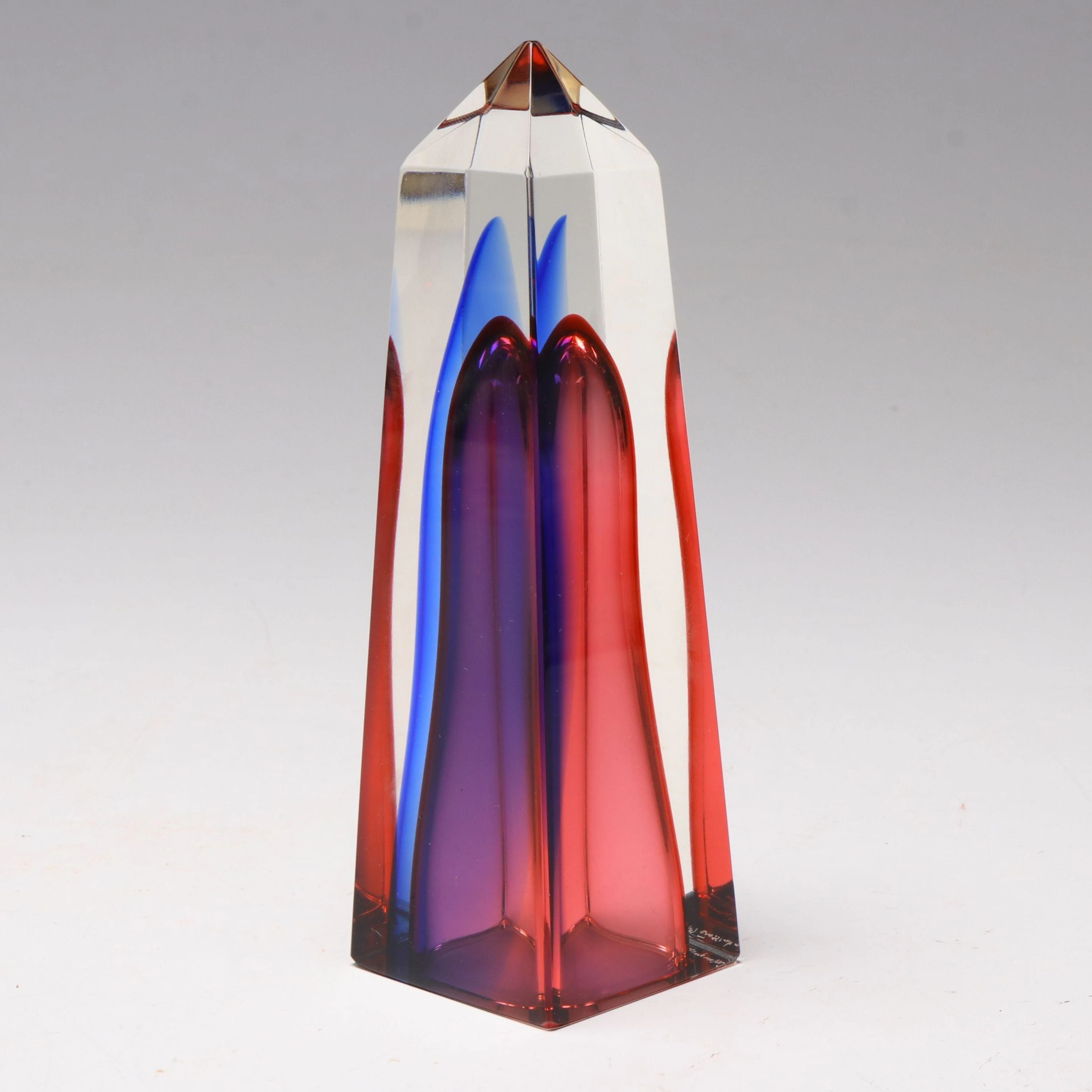 Alessandro Mandruzzato Murano Sommerso Glass Obelisk