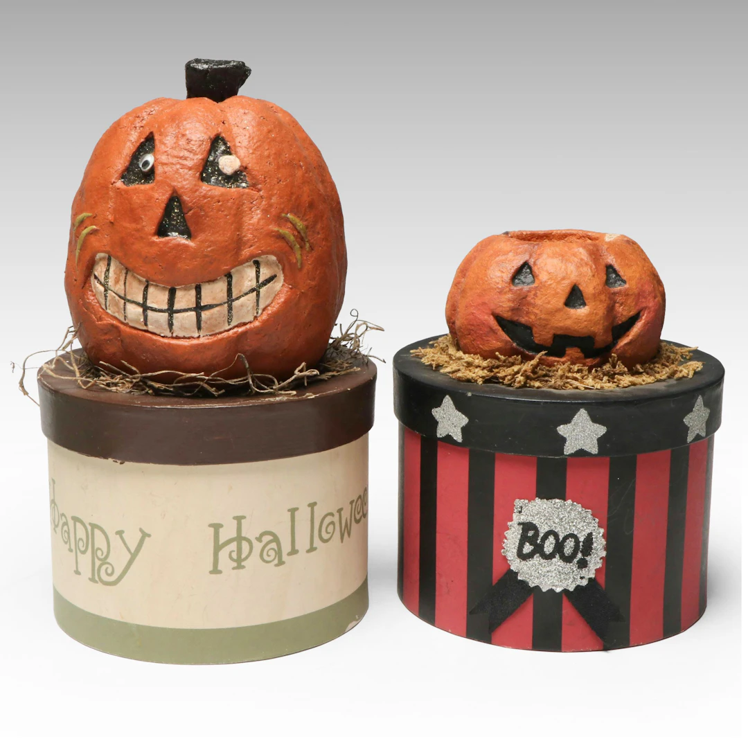 Folk Art Style Jack-O'-Lantern Halloween boxes