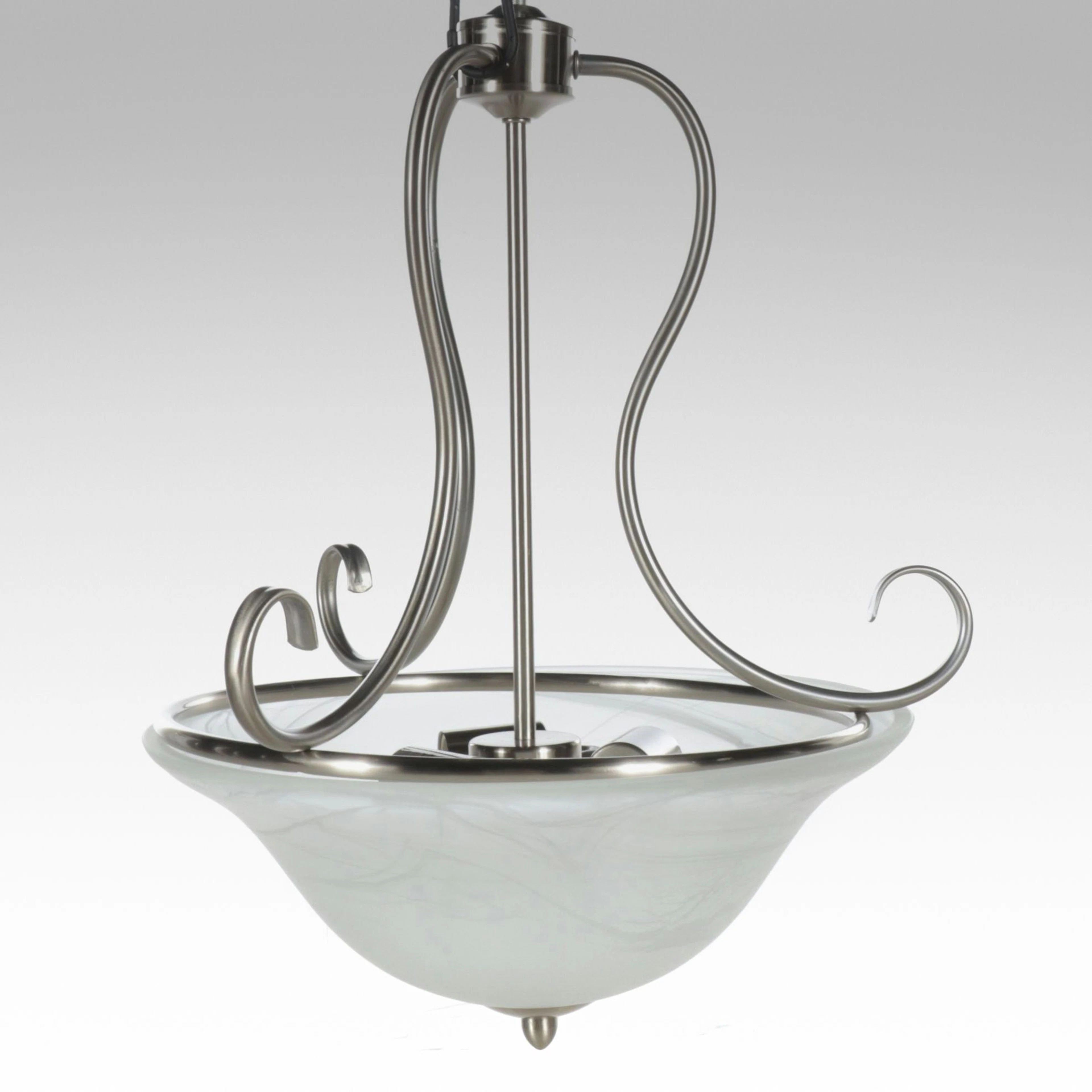 Millennium Satin Nickel and Alabaster Glass Plafonnier Pendant Light