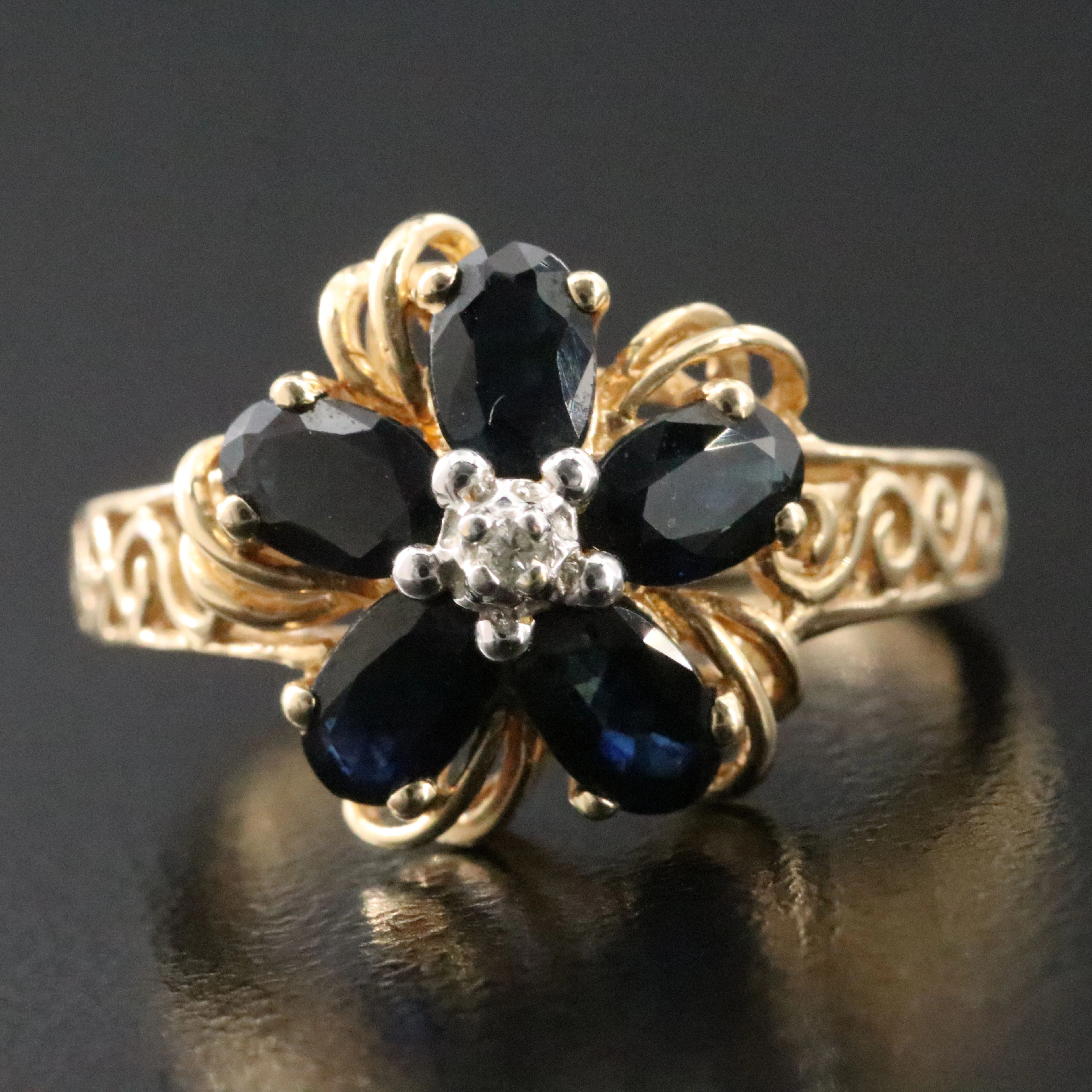 14K Sapphire and Diamond Ring