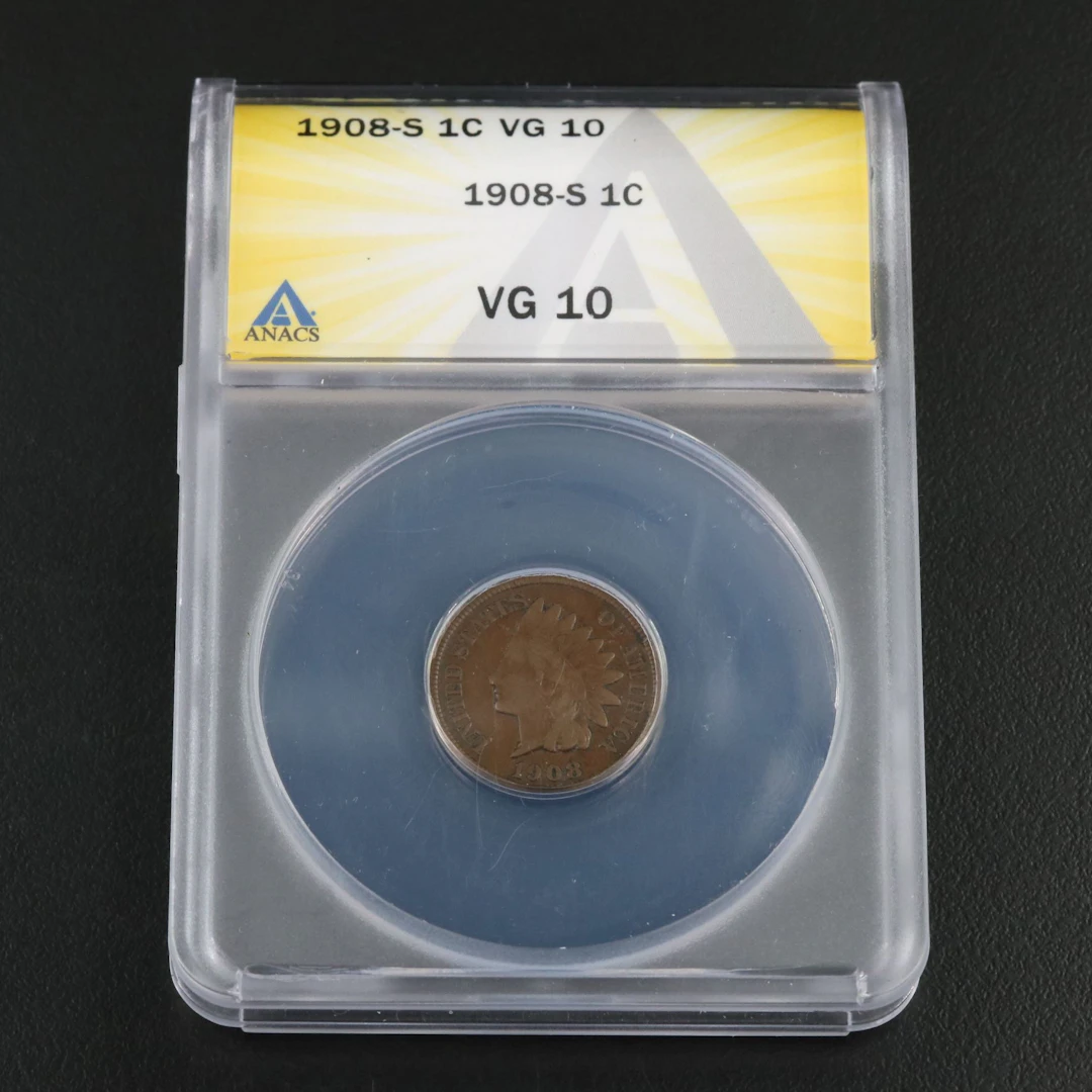ANACS VG 10 1908-S Indian Cent