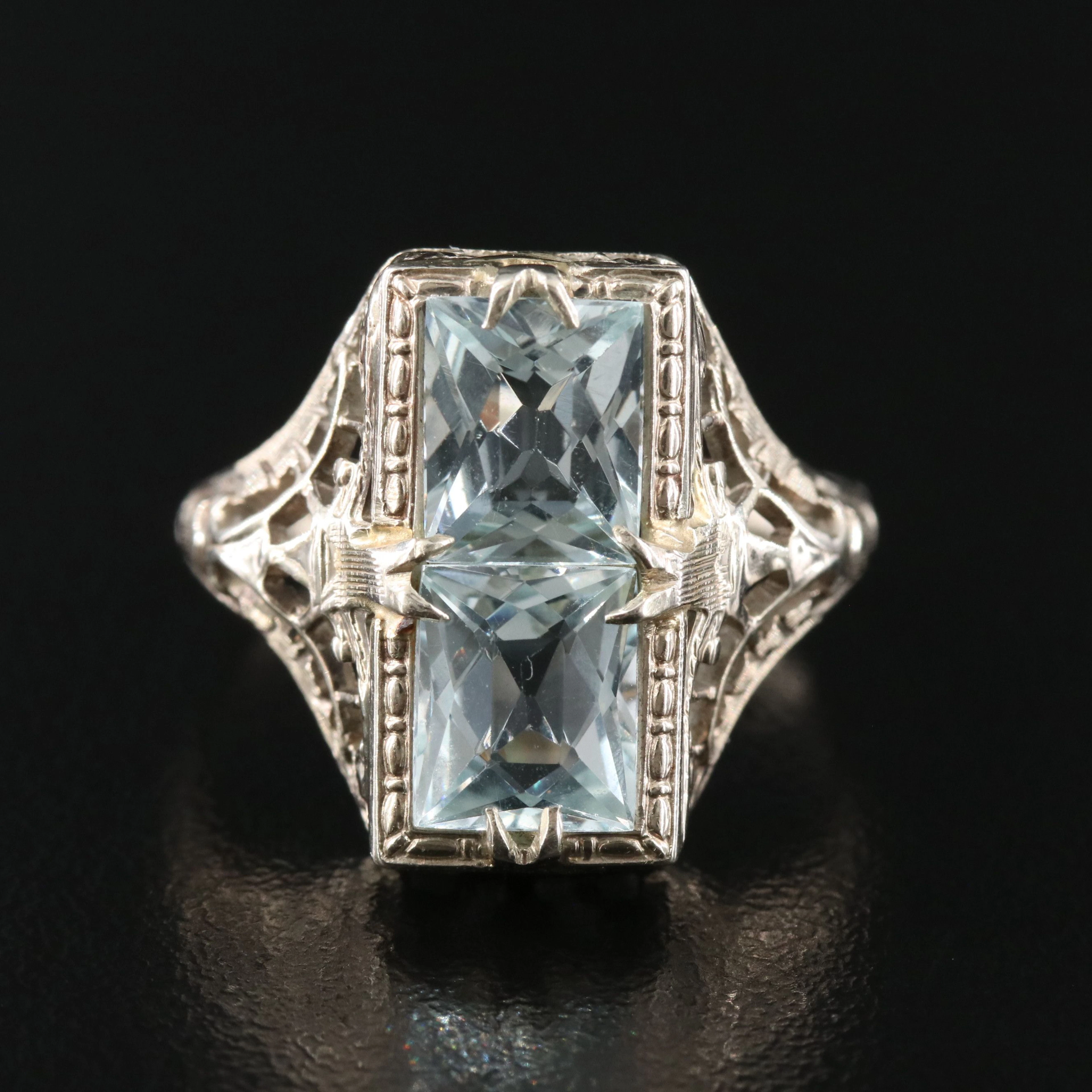 Art Deco 14K Aquamarine Ring