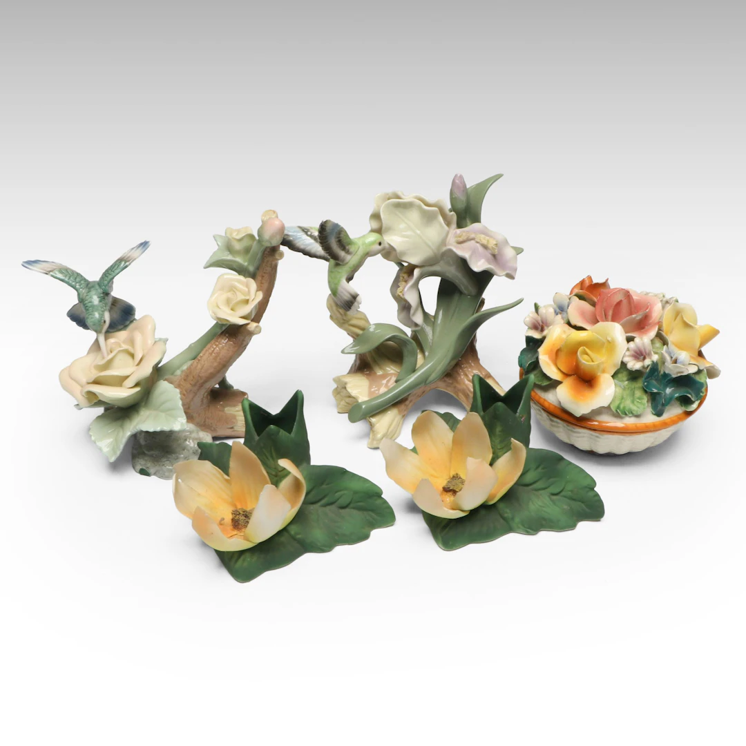 Capodimonte Sculpted Flower Candle Holders and Other Décor