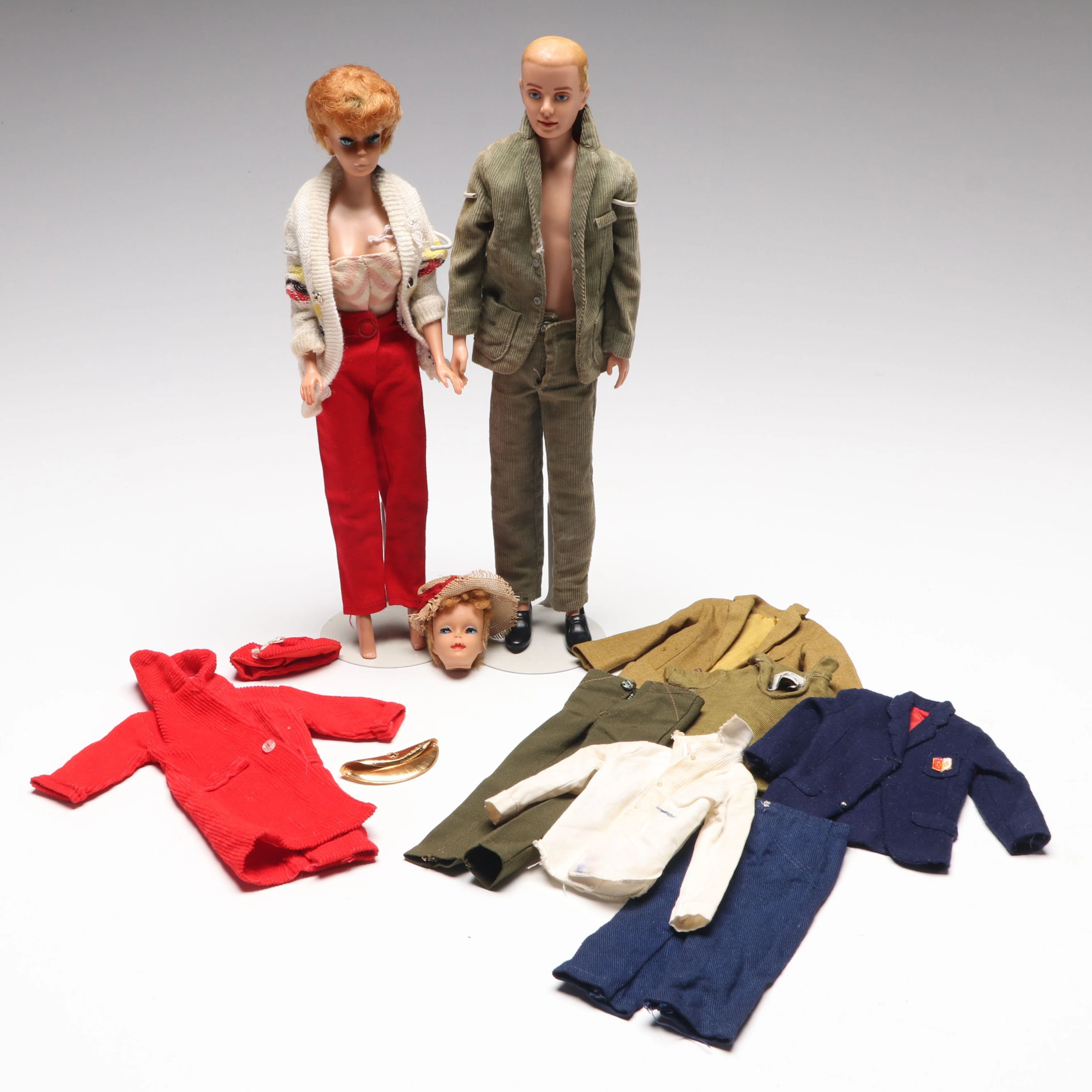Mattel Barbie and Ken Dolls with Clothing, Mid-20th Century