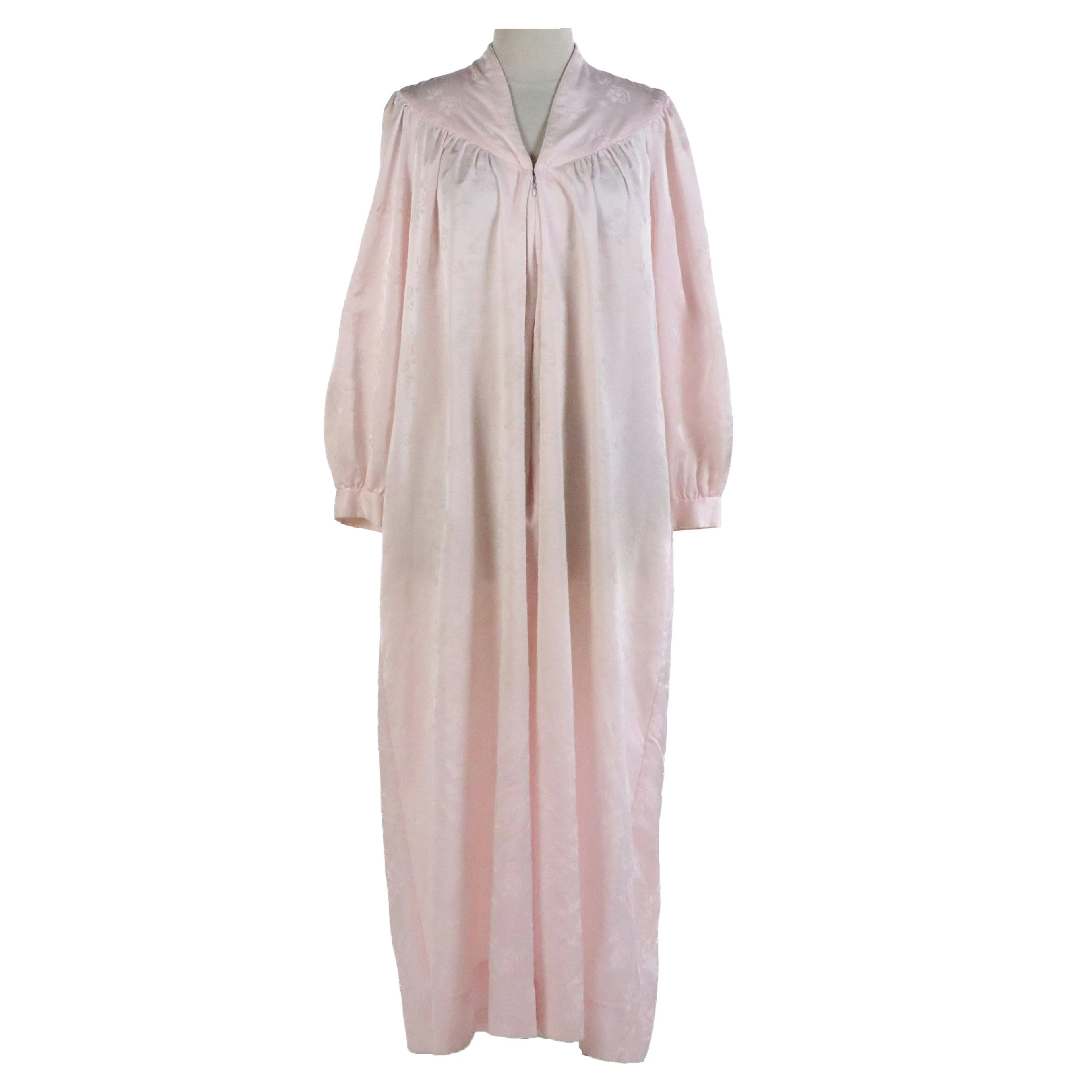 Christian Dior Lounge Wear Vintage Front Zip Dressing Gown/Caftan in Light Pink