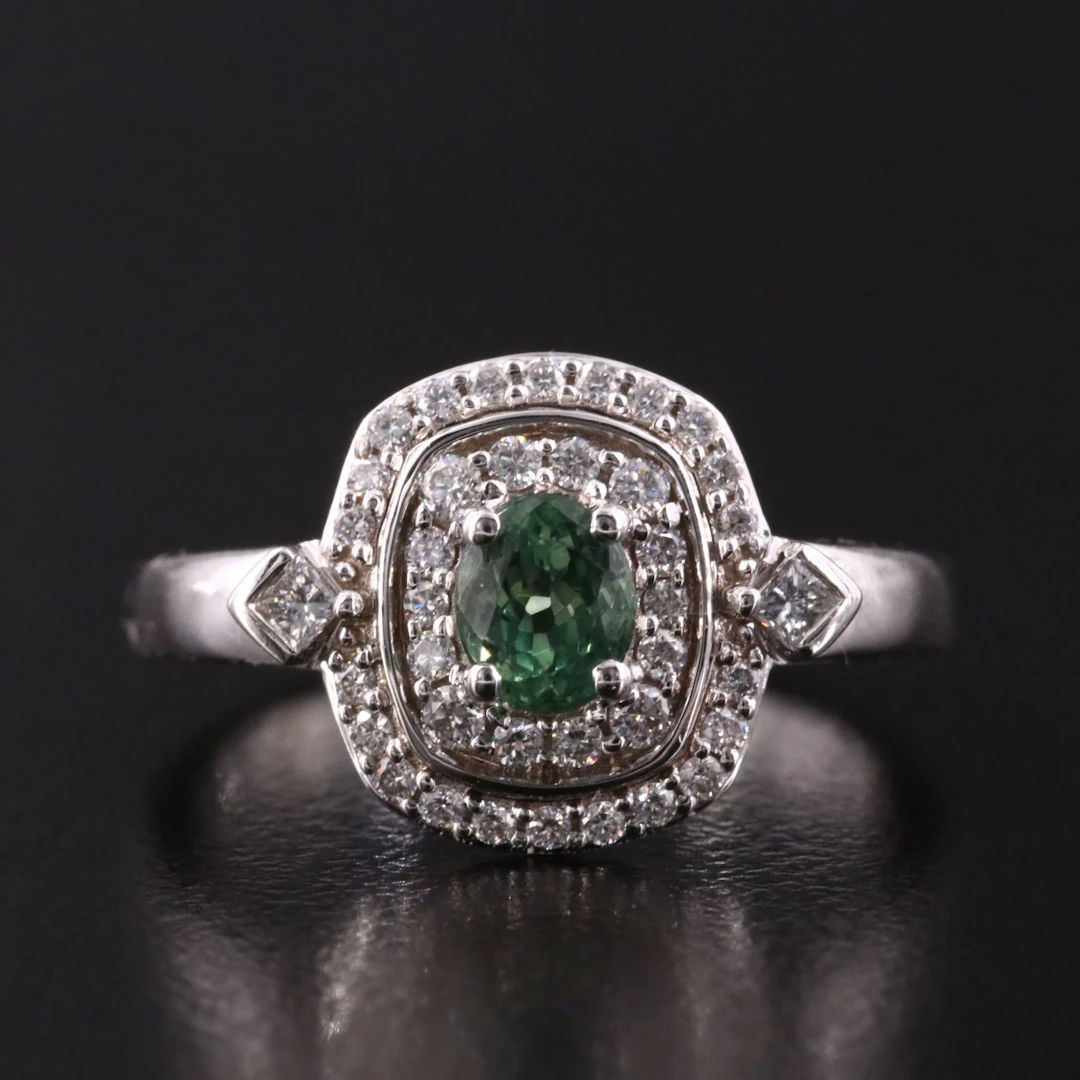 Chromia 18K Alexandrite and 0.32 CTW Diamond Double Halo Ring