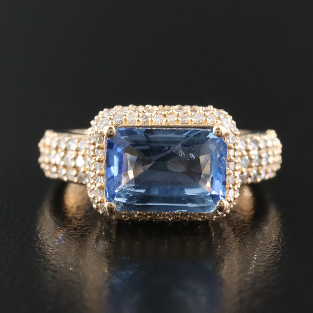 18K 3.18 CT Unheated Ceylon Sapphire and 1.04 CTW Diamond Ring with GIA Report