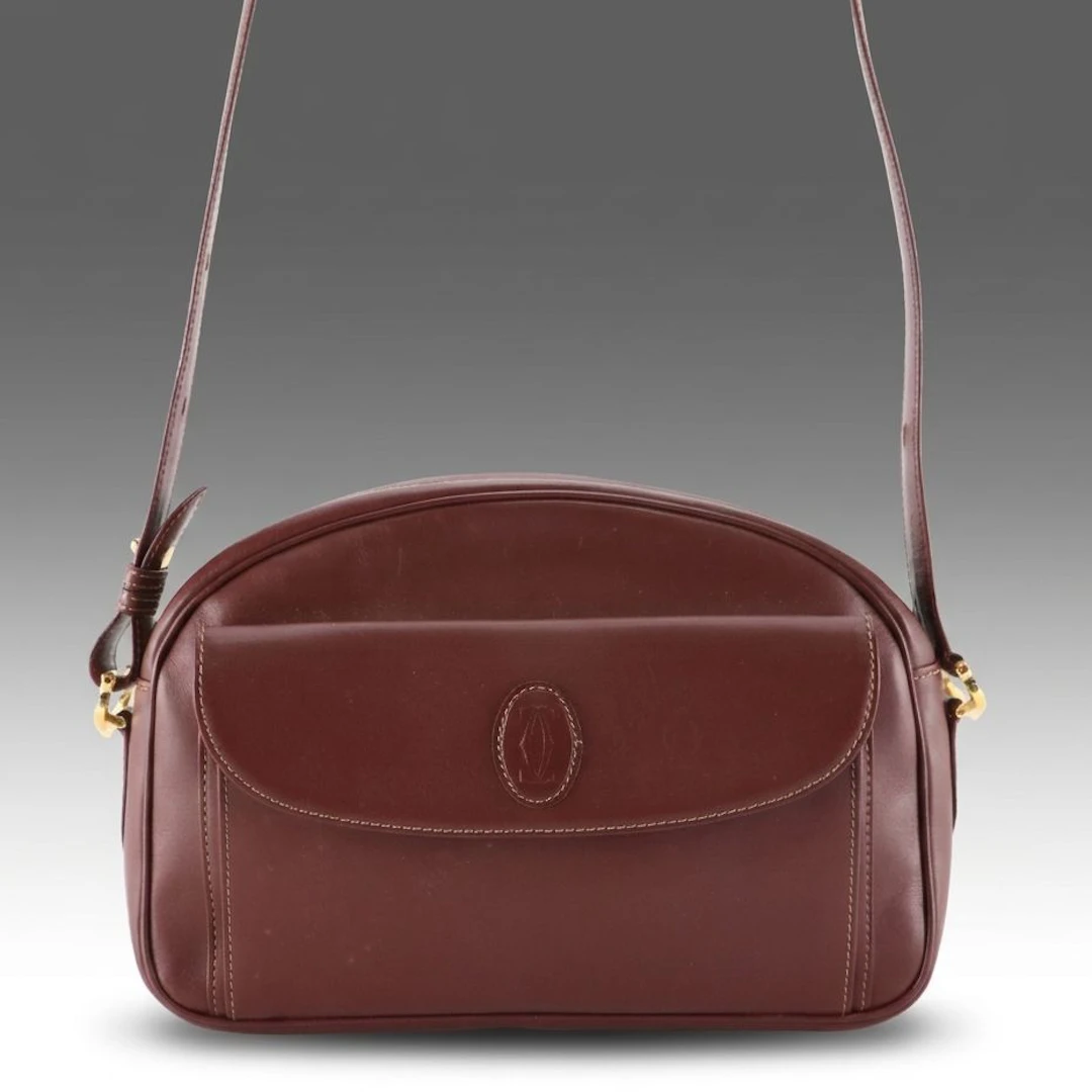 Cartier Must de Cartier Crossbody Bag in Burgundy Leather