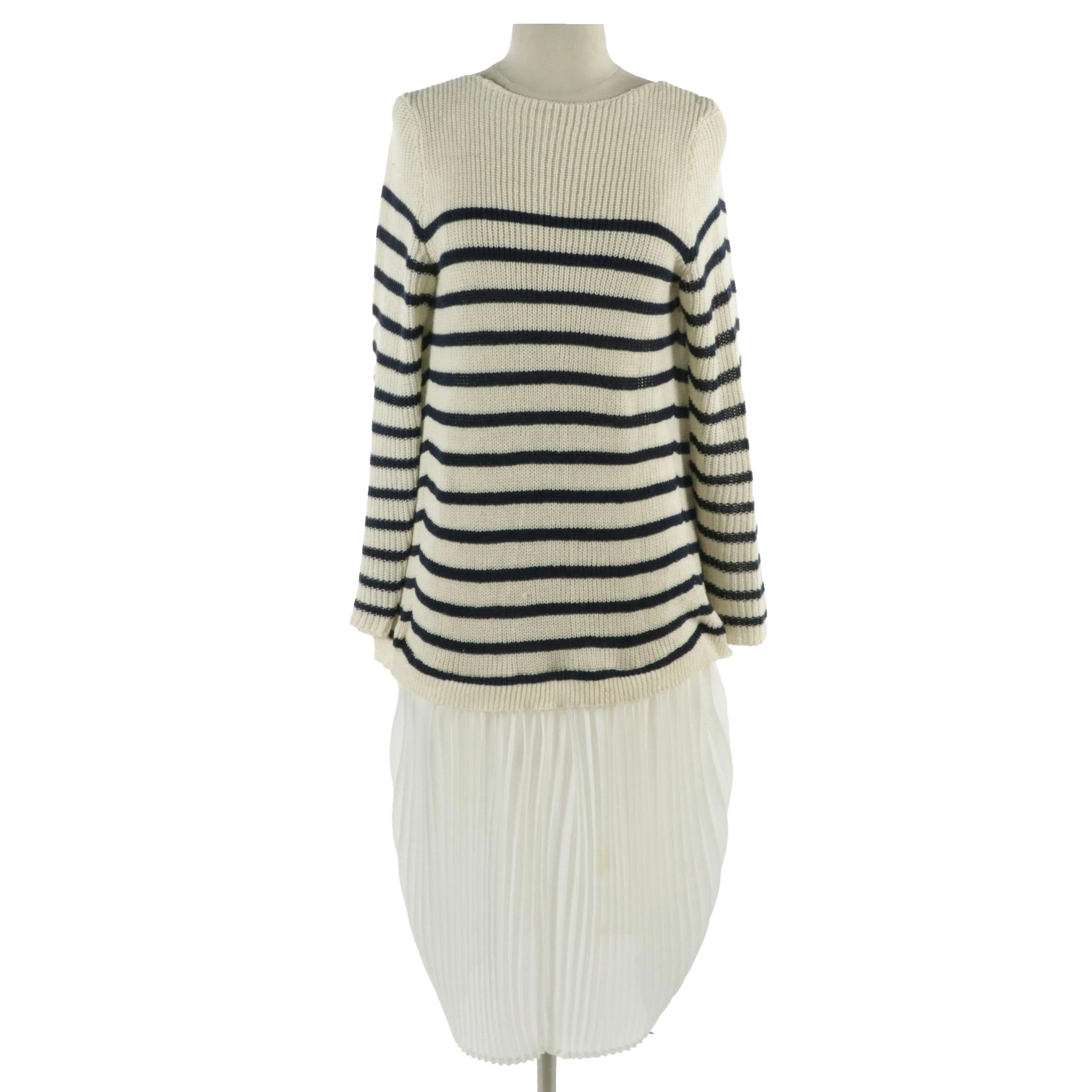 Junya Watanabe Comme des Garçons Striped Knit and Pleated Dress with Tie Strap