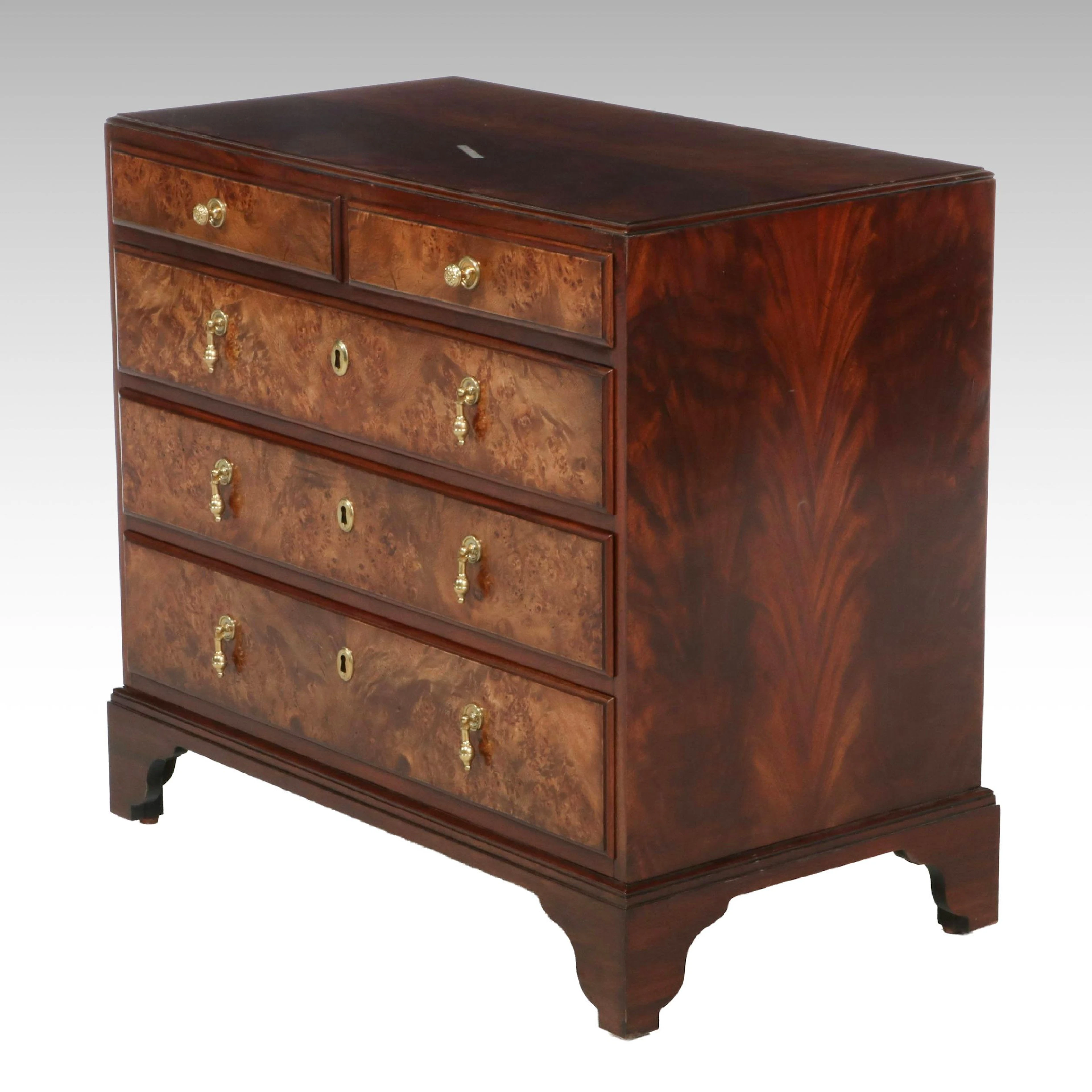 Woodbridge Furniture Figured Mahogany Chest of Drawers, Mid to Late