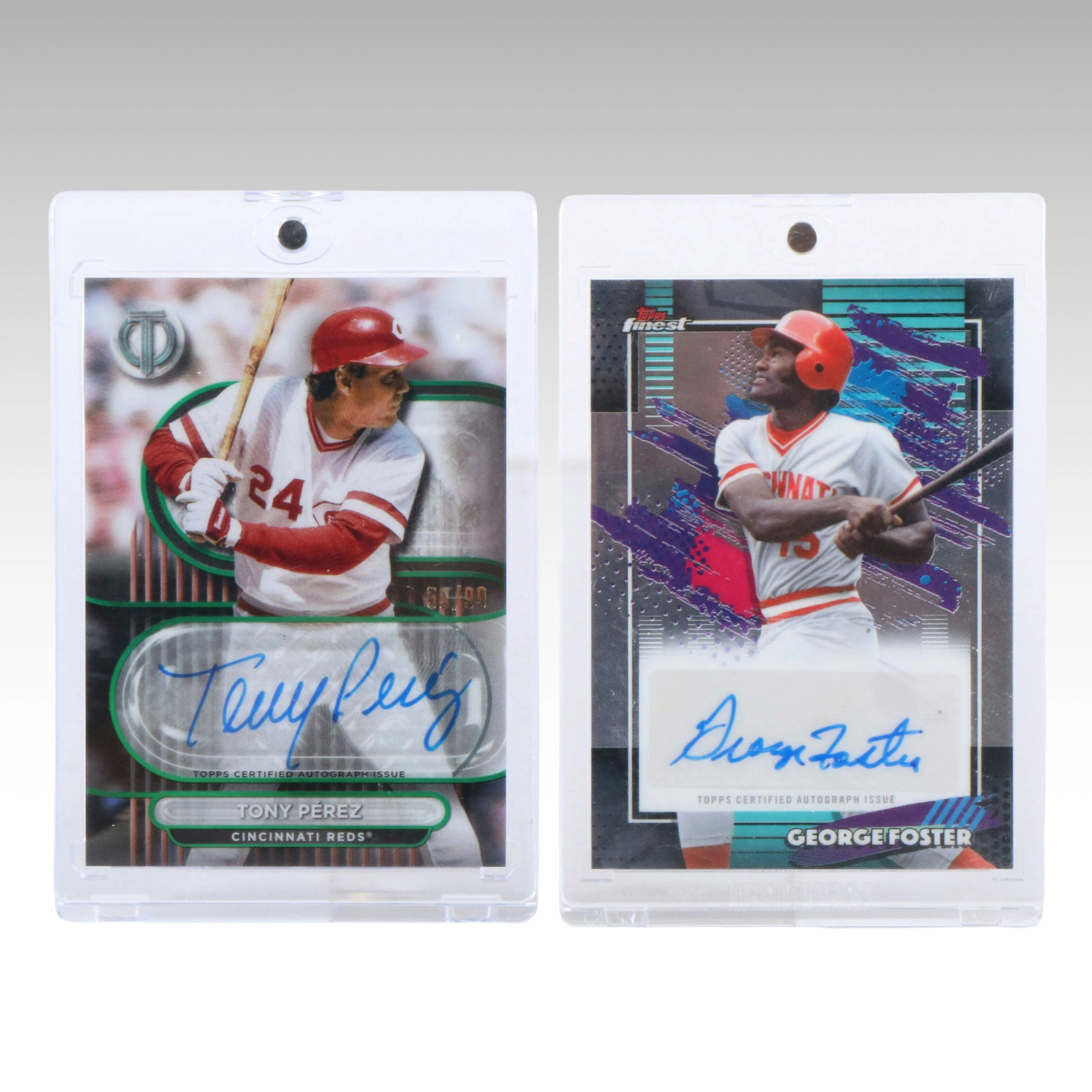 Tony Perez and George Foster Signed Cincinnati Reds Baseball Cards