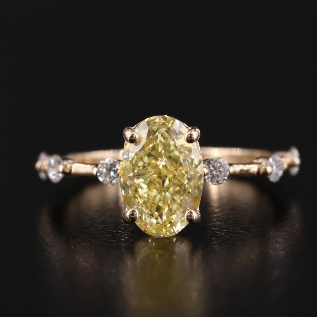 14K 2.02 CTW Lab Grown Diamond Ring with Fancy Yellow Center