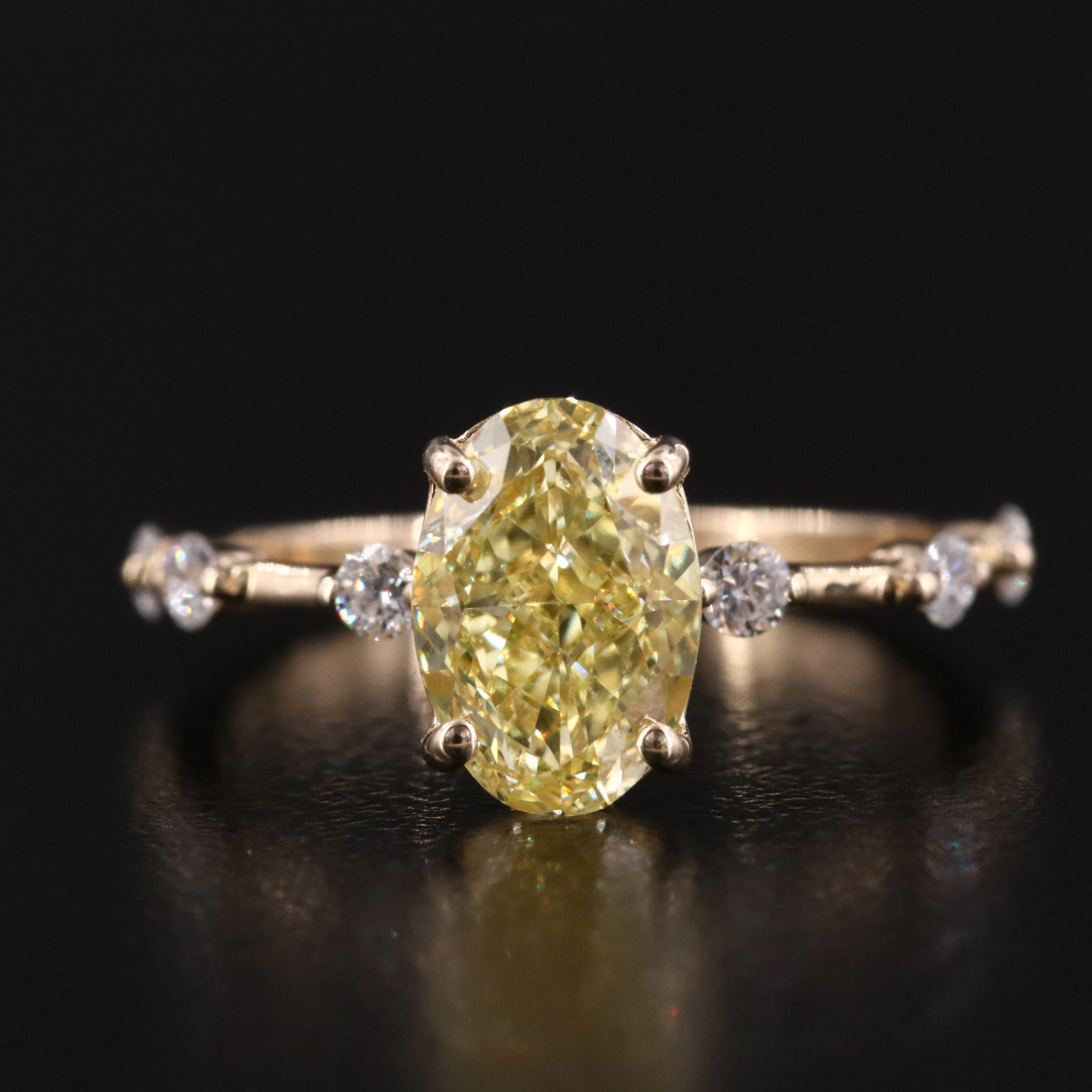 14K 2.02 CTW Lab Grown Diamond Ring with Fancy Yellow Center