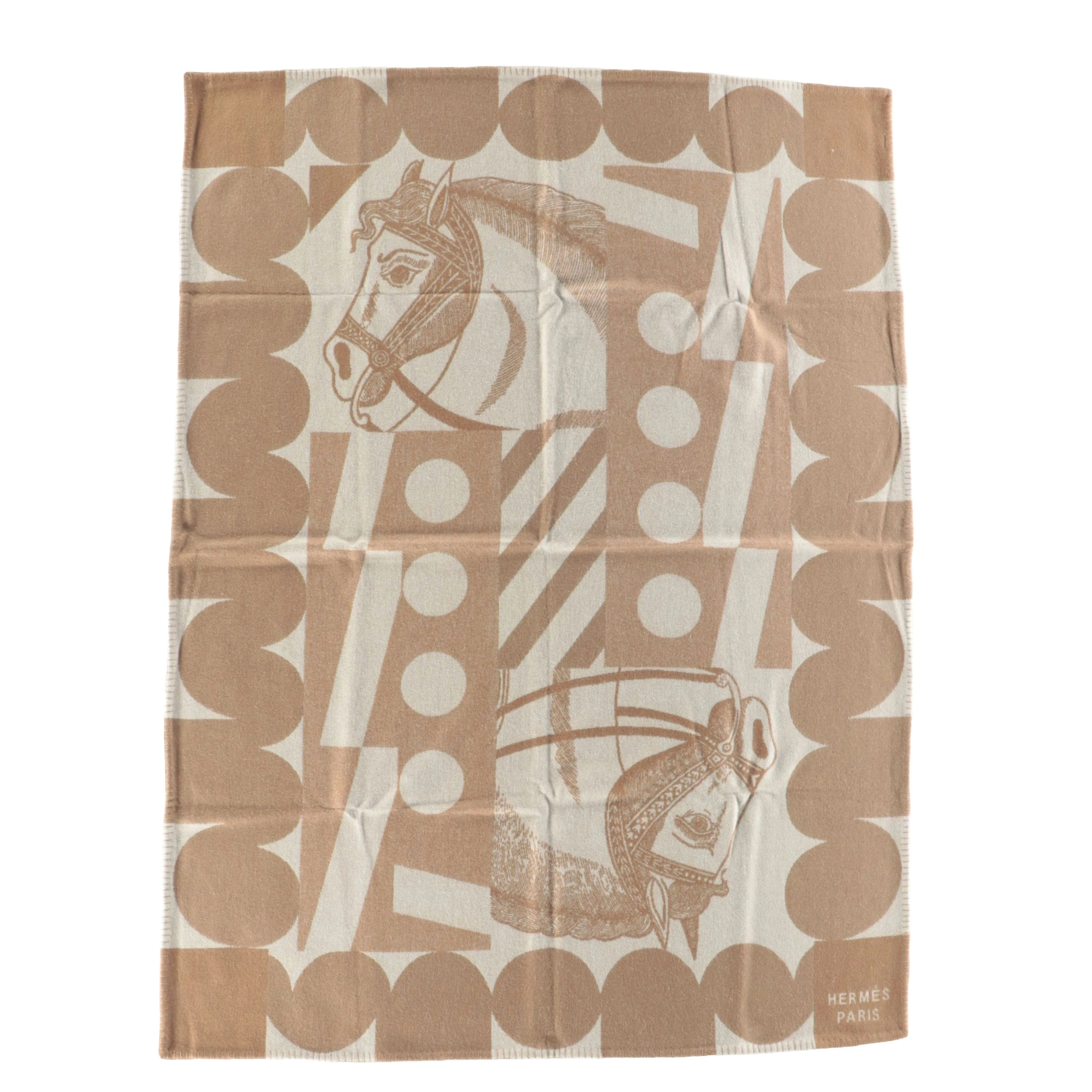 Hermès Avalon "Cheval Joker" Merino Wool and Cashmere Blanket