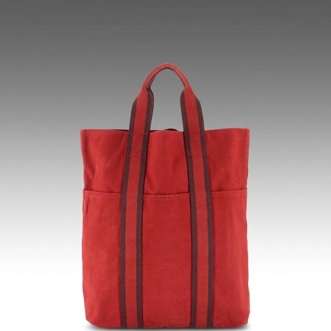 Hermès Vertical Fourre‐Tout Cabas in Red/Navy