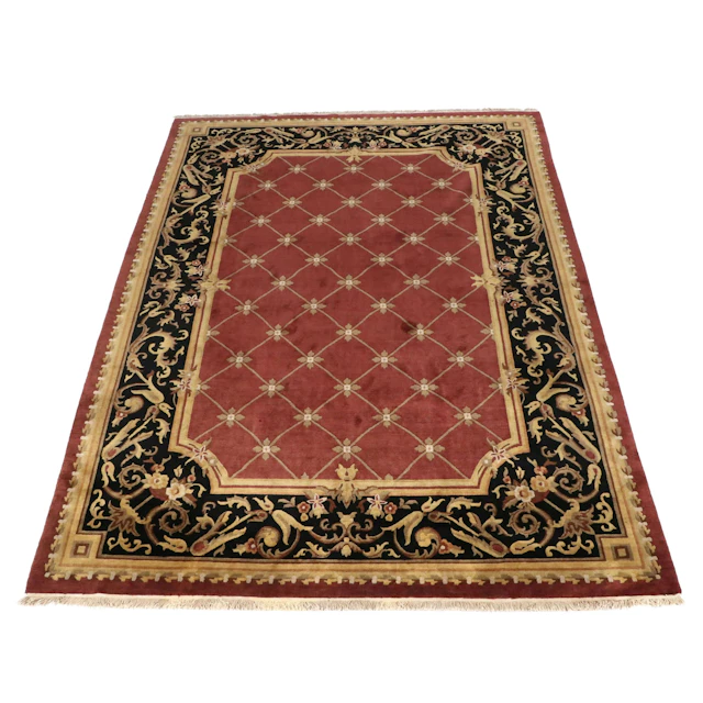 10' x 14'5 Hand-Knotted Indo-French Savonnerie Style Room-Sized Rug