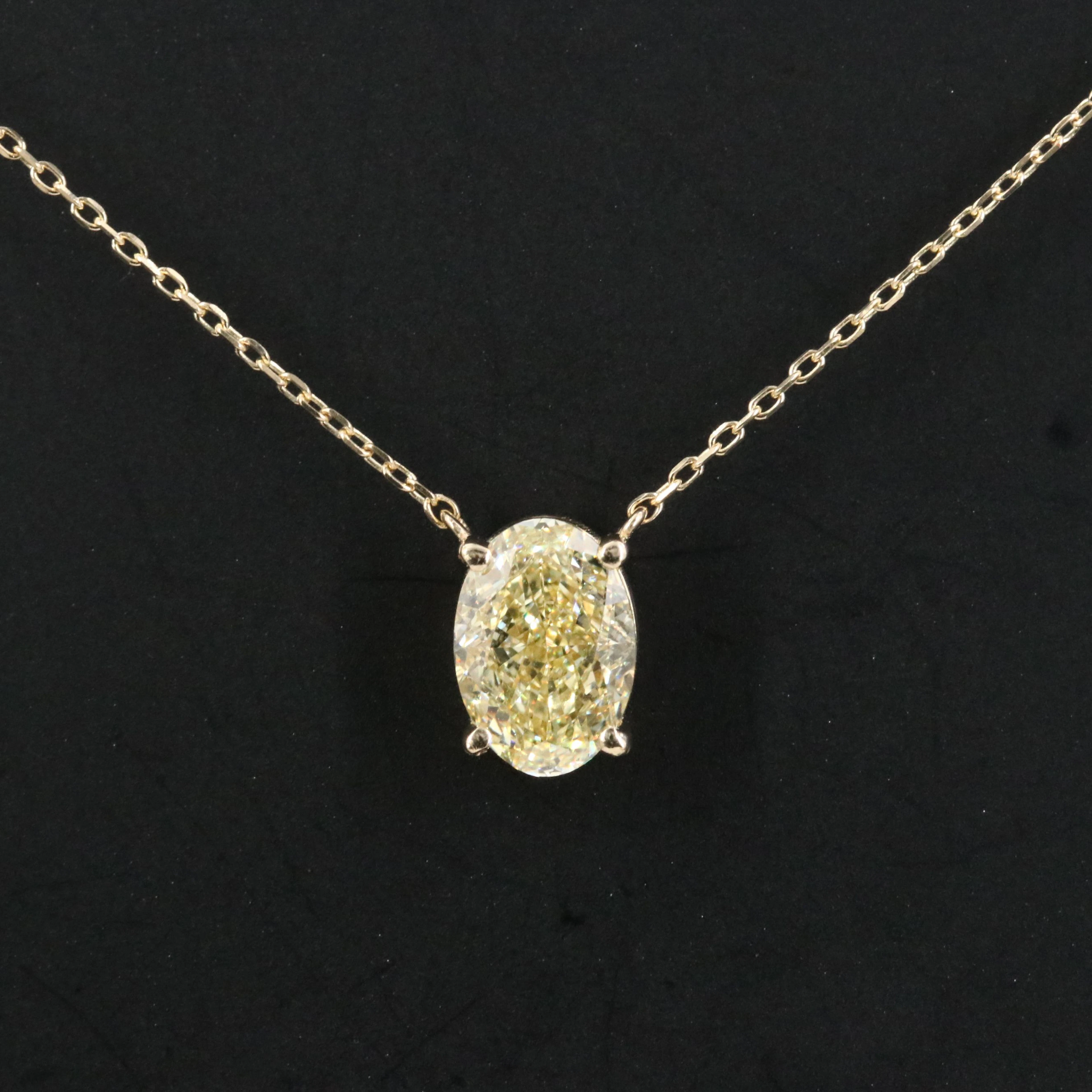 14K 1.54 CT Fancy Vivid Yellow Lab Grown Diamond Necklace with IGI Report