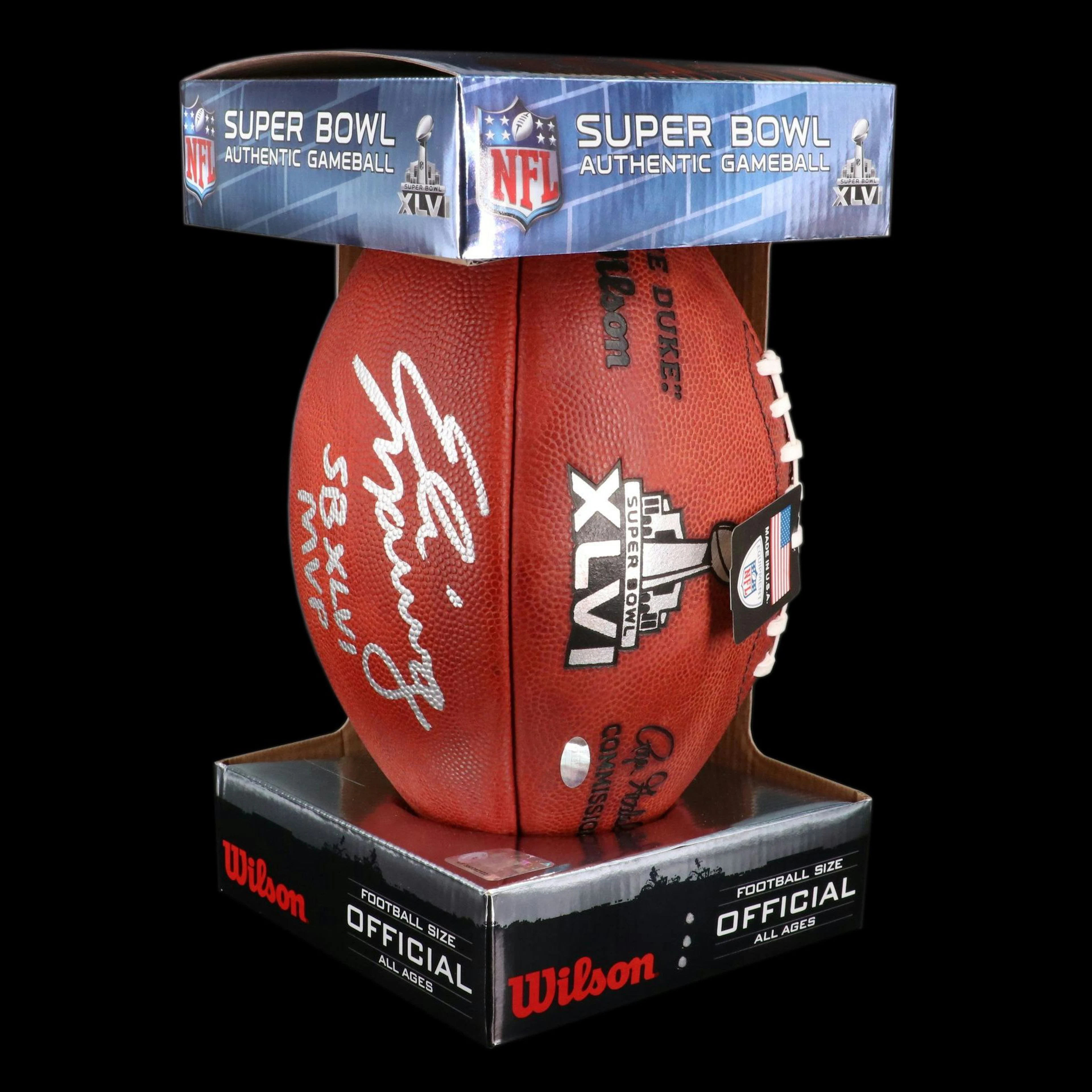 Eli Manning Signed Super Bowl XLVI Wilson Football, Steiner