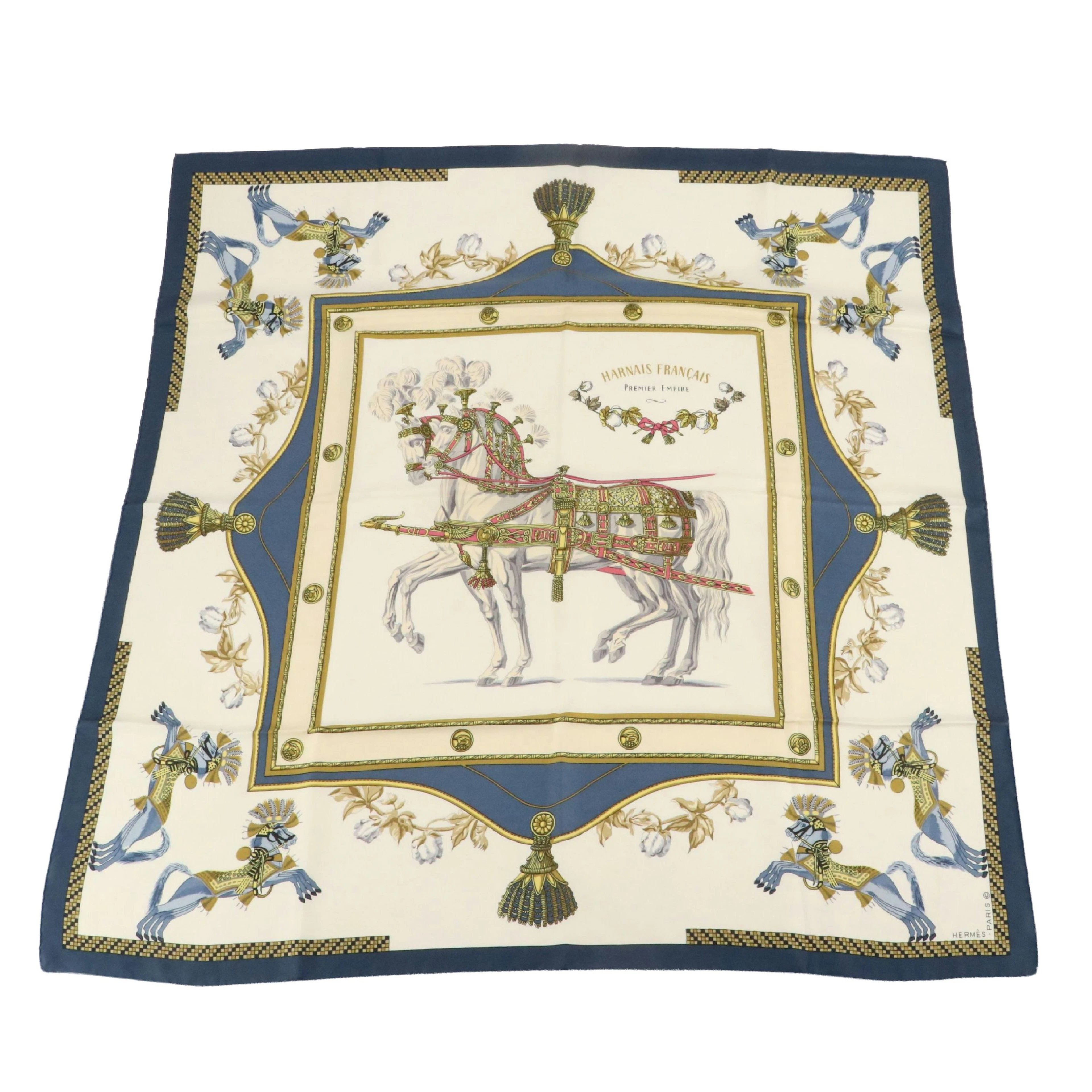 Hermès Early Issue "Harnais Français" Silk Twill Scarf 90