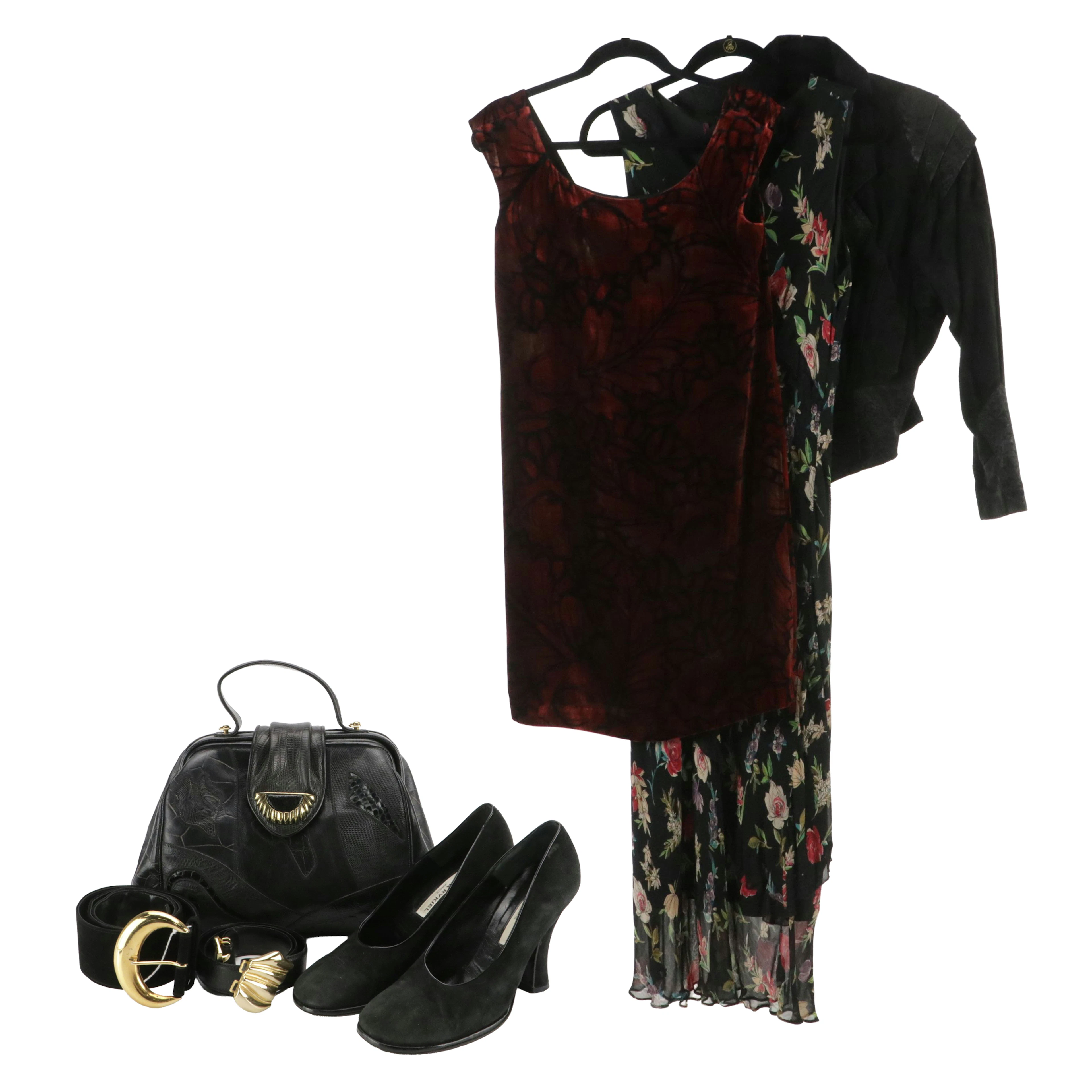 Curated Vintage Ensemble Featuring Silk Diane Von Furstenberg Dress