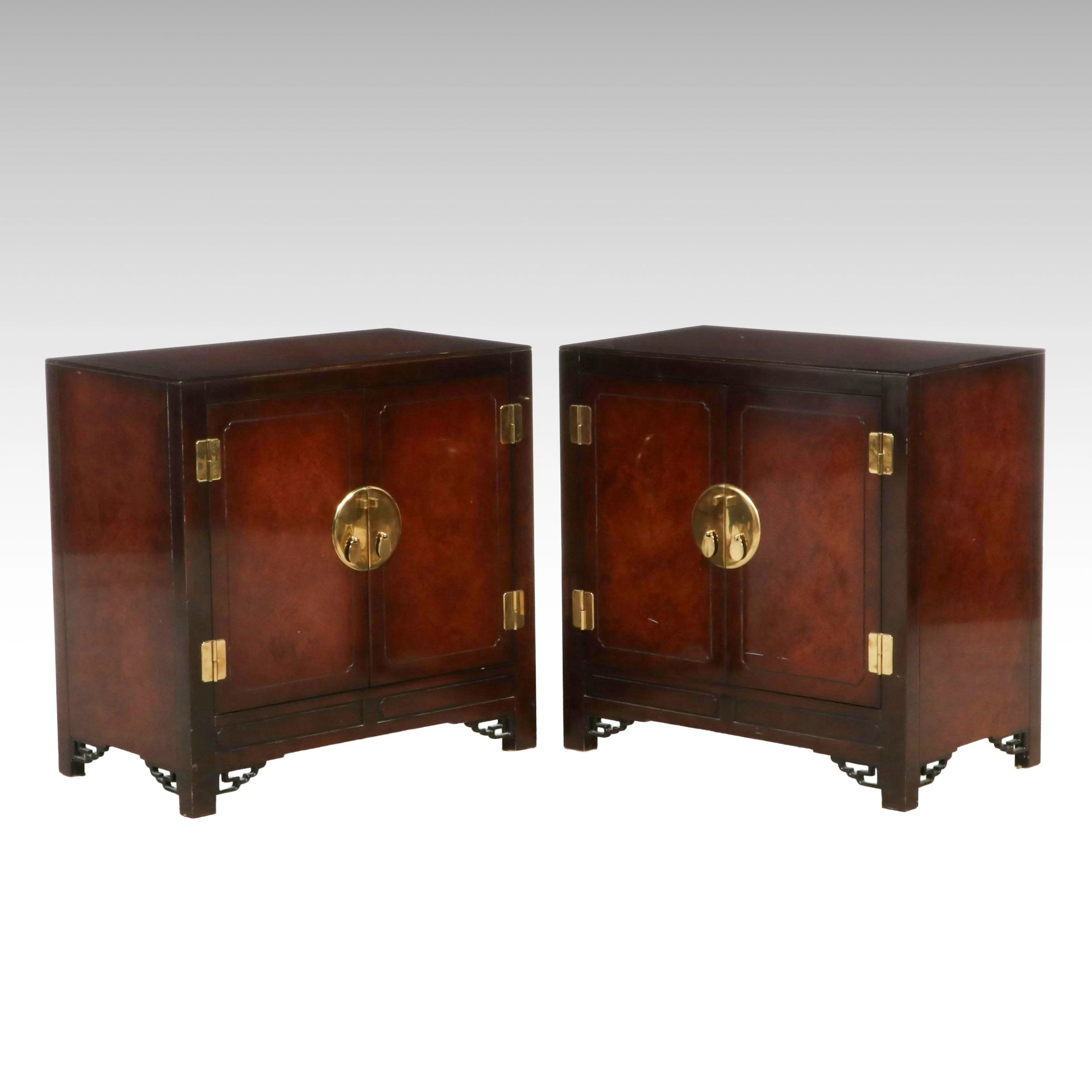 Pair of White Furniture Co. Chinese Style Commodes