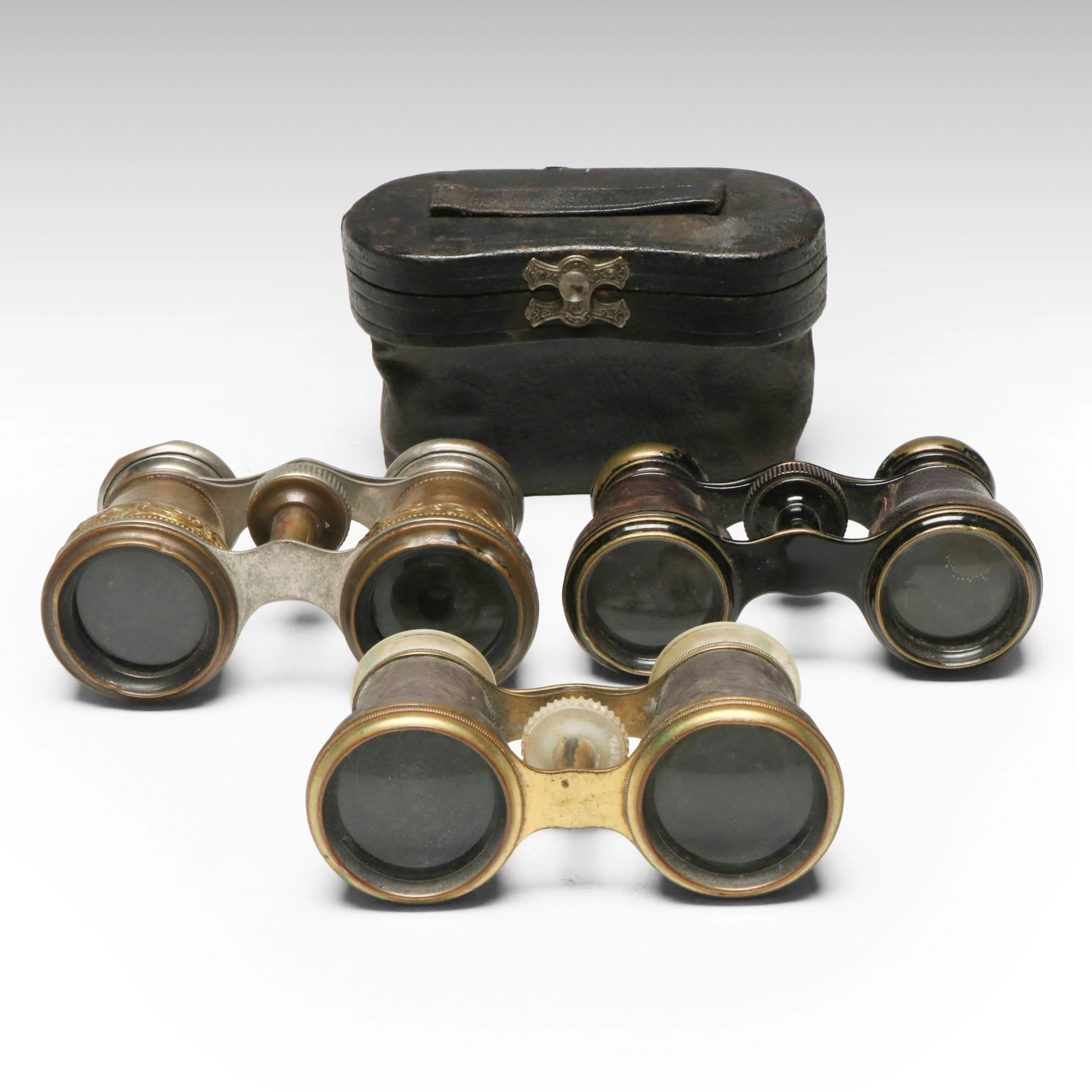 Colmont and Other French Opera Glasses with Case, Late 19th/Early 20th C.
