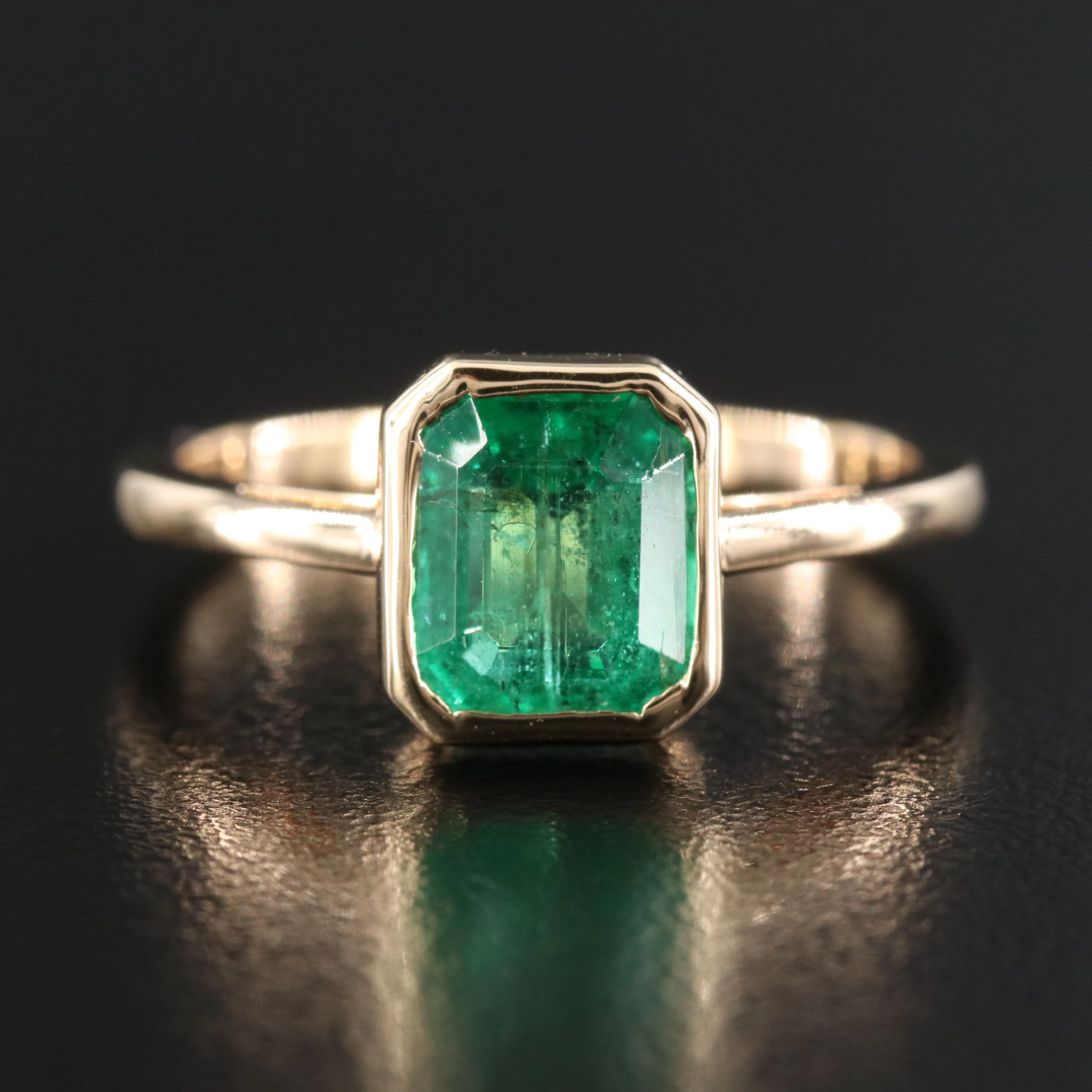 18K Emerald Solitaire Ring with GIA Report