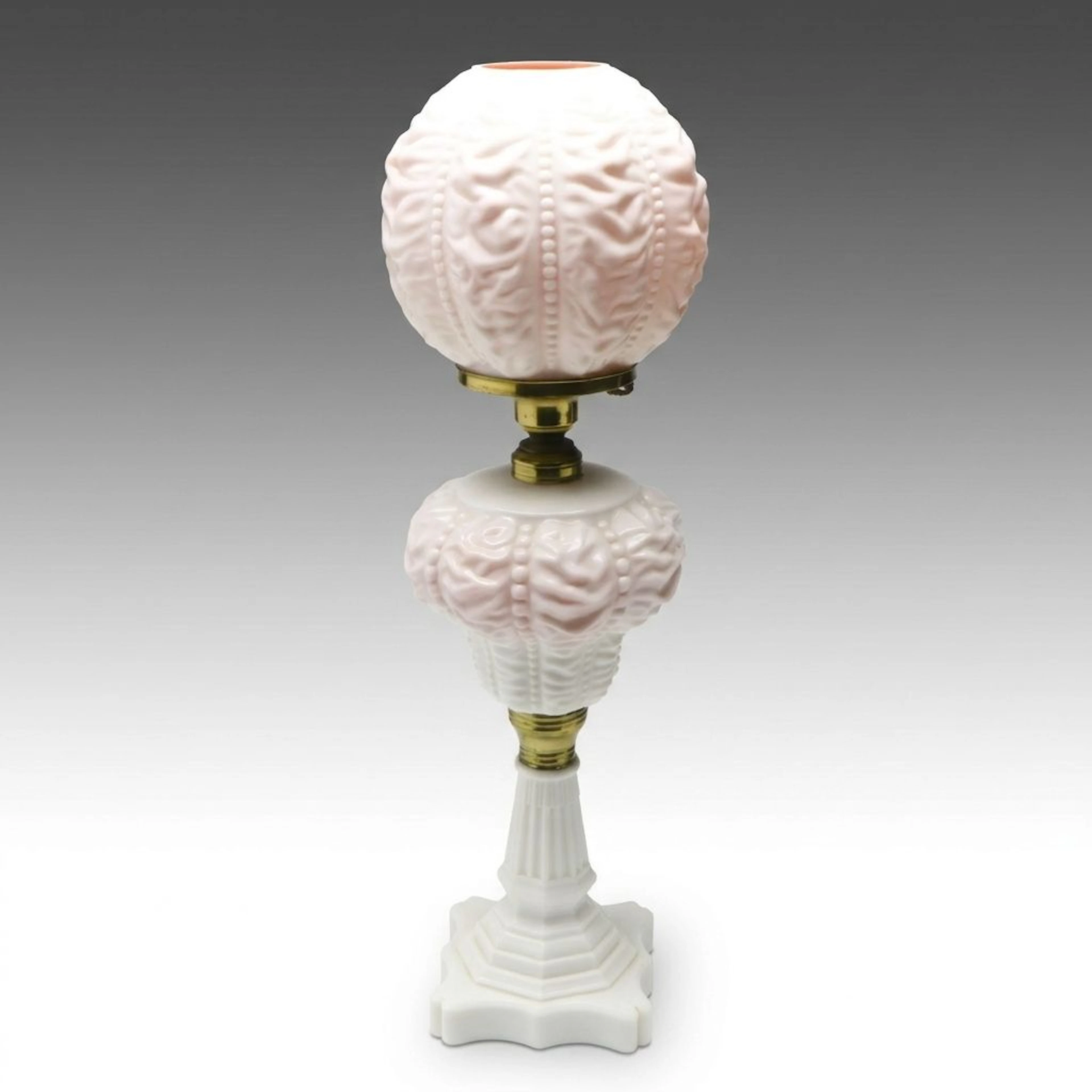Fenton Style Beaded Drape Cased Glass Table Lamp