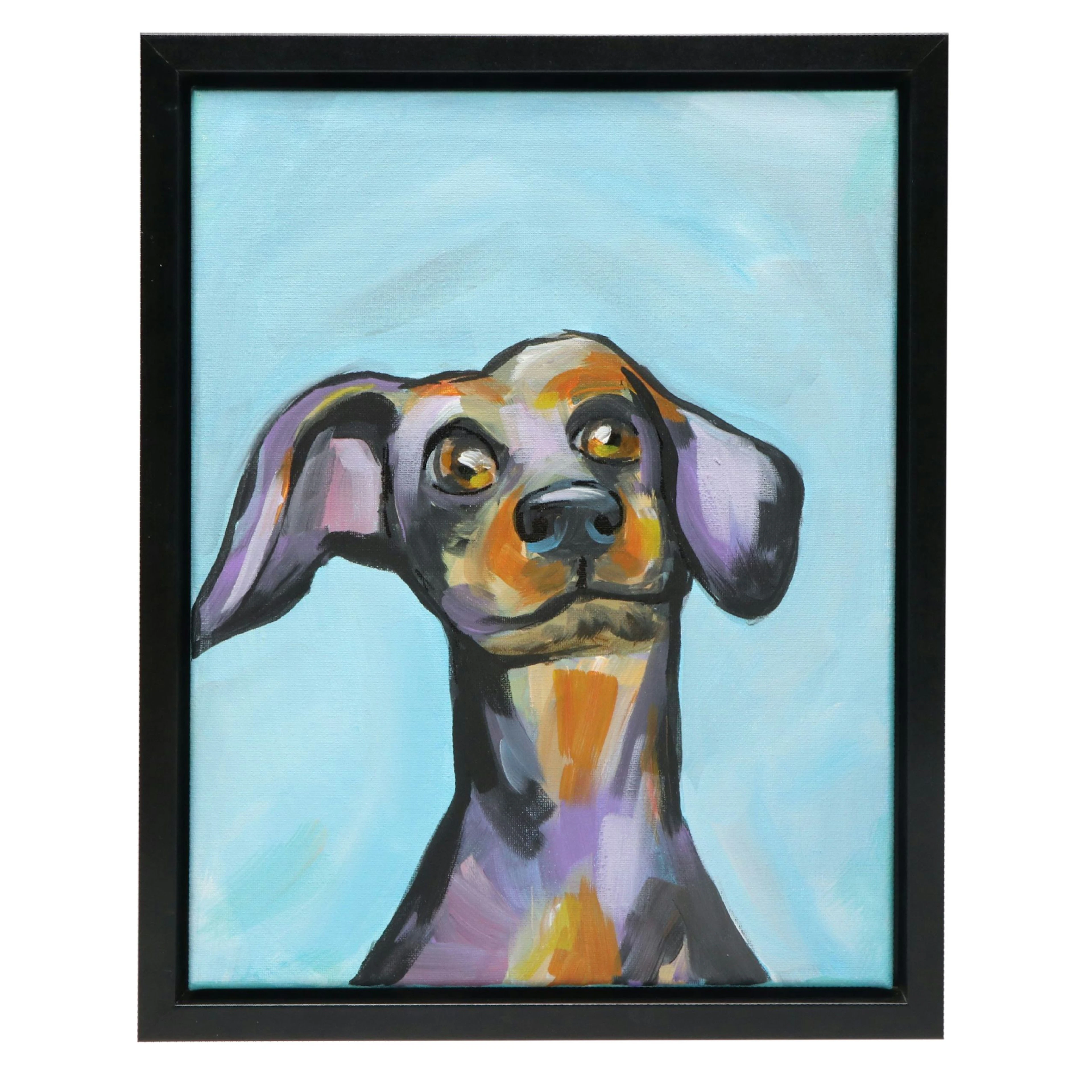 Stylized Portrait Acrylic Painting of Dog, 21st Century