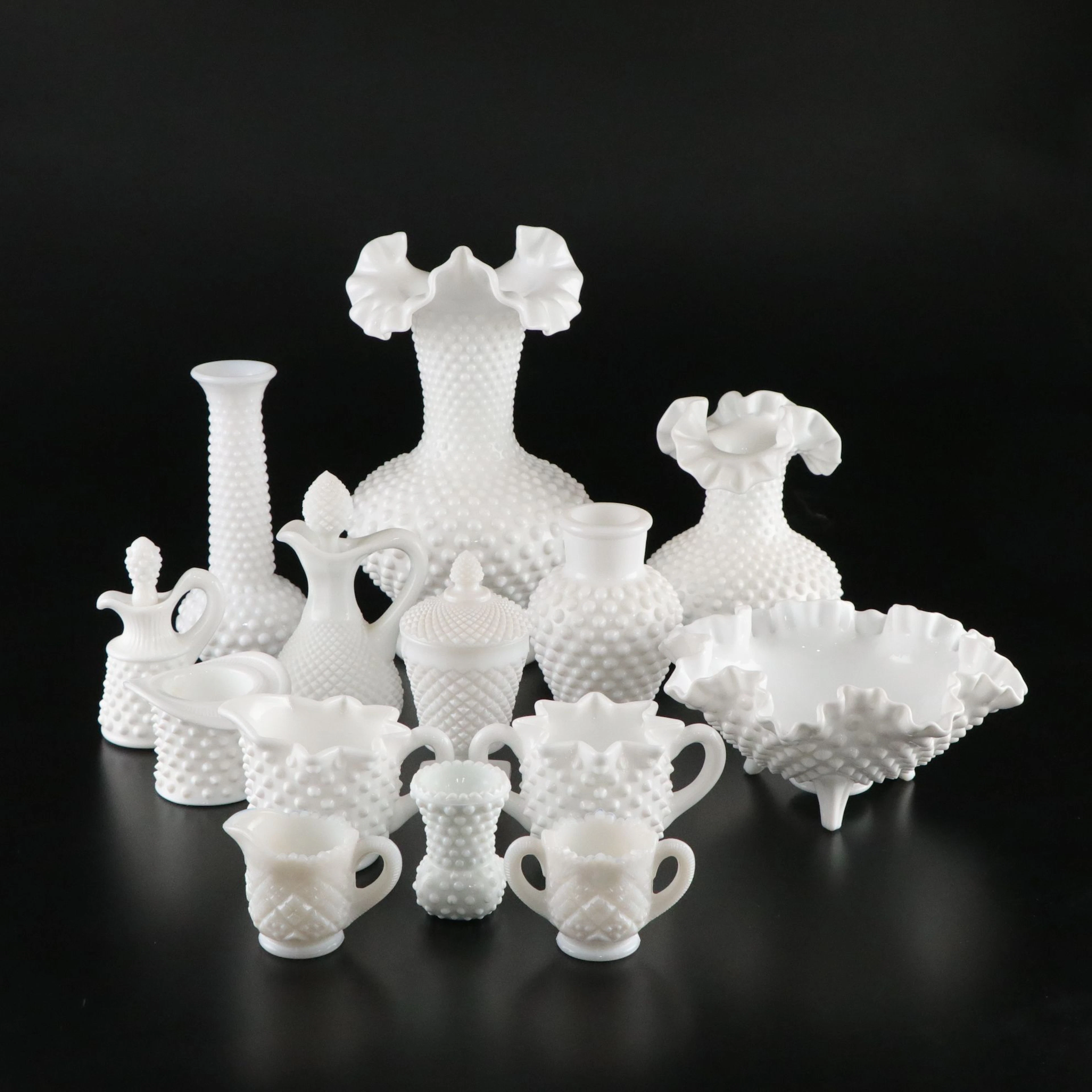 Fenton "Hobnail" Vases and More Milk Glass Items