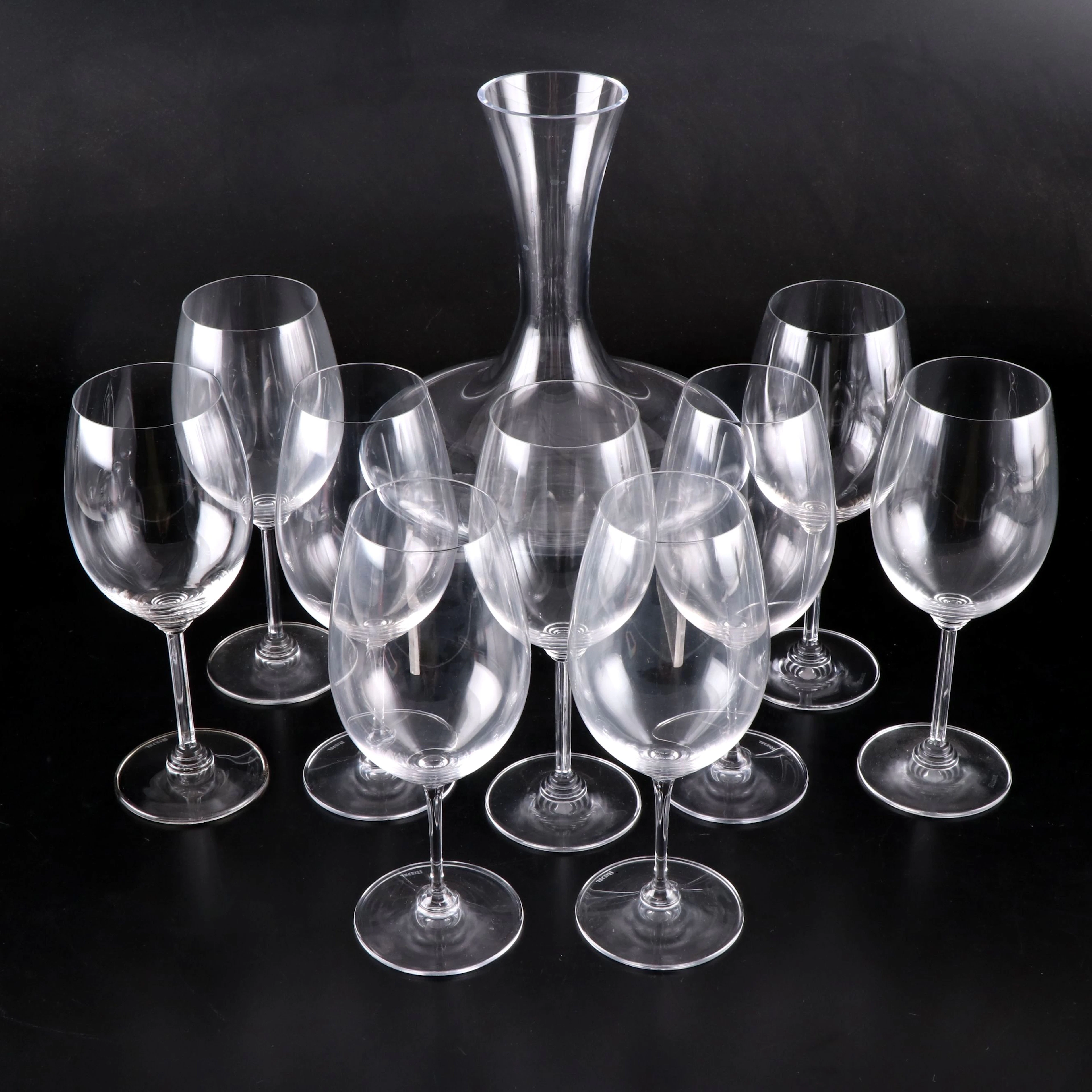 Wine Enthusiast Glass Carafe with Riedel Wine Glasses