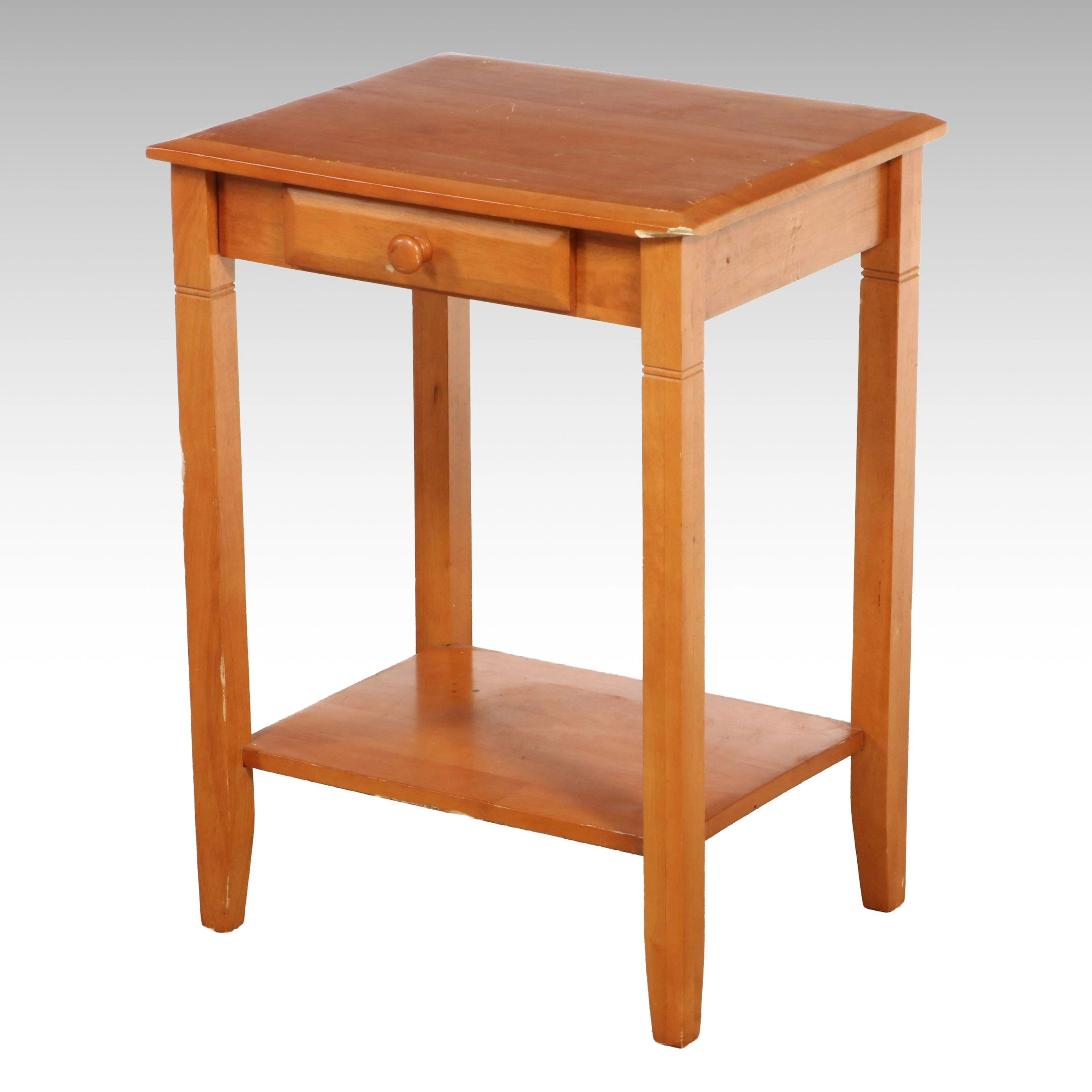 Cherry Finish Single-Drawer Stand, Late 20th Century