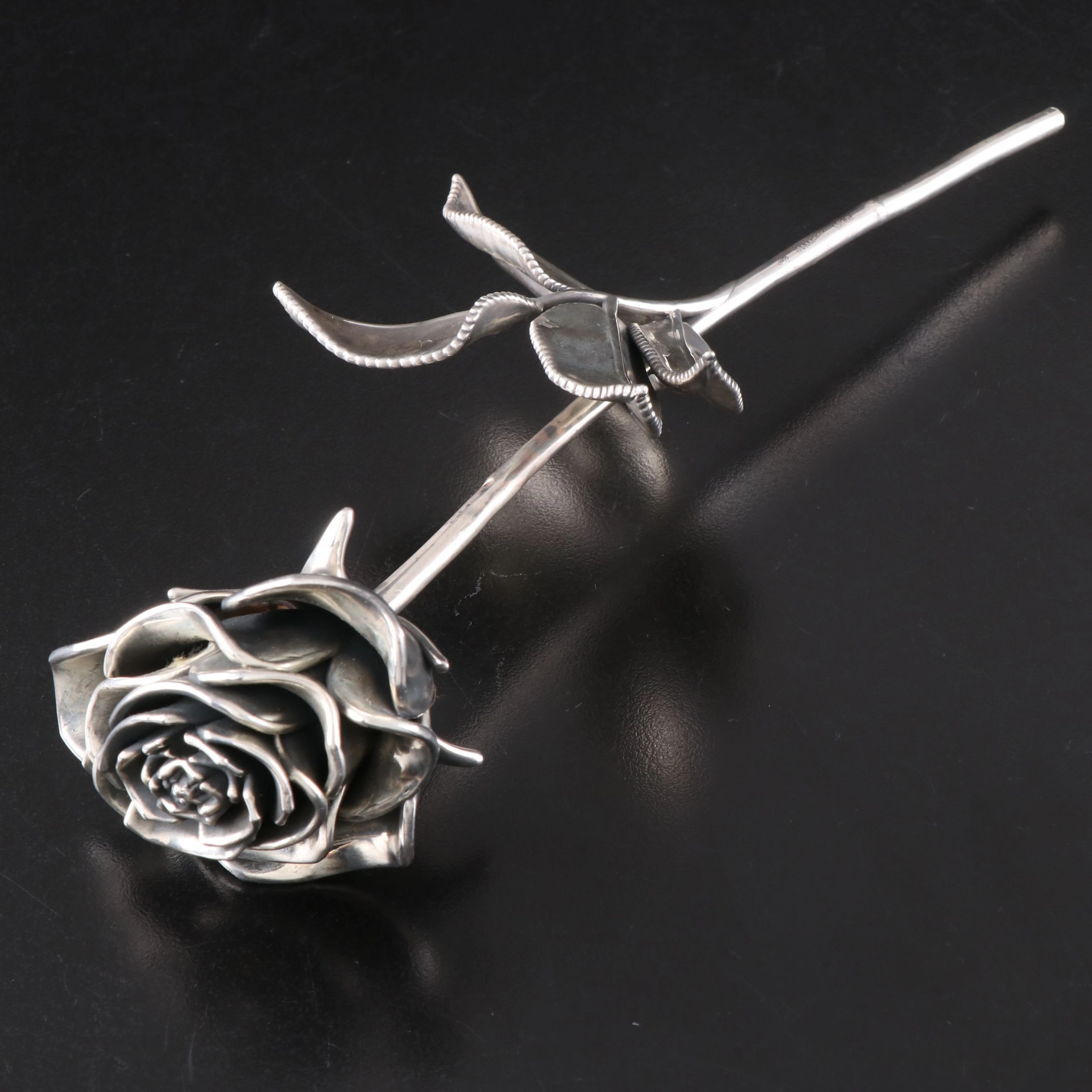 Italian Sterling Silver Rose Figurine