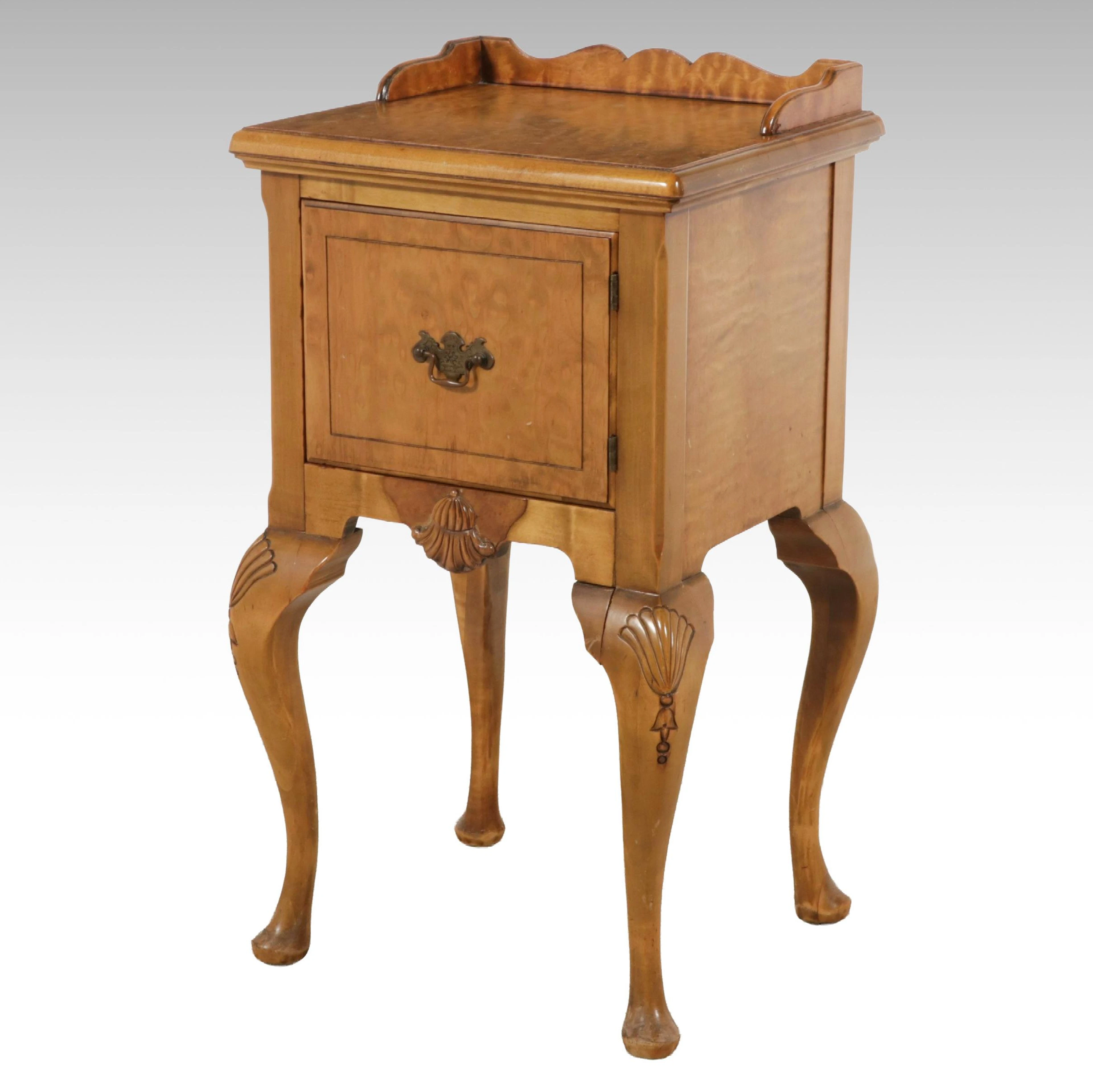 Rococo Revival Style Maple Finish Nightstand Cabinet, 20th Century