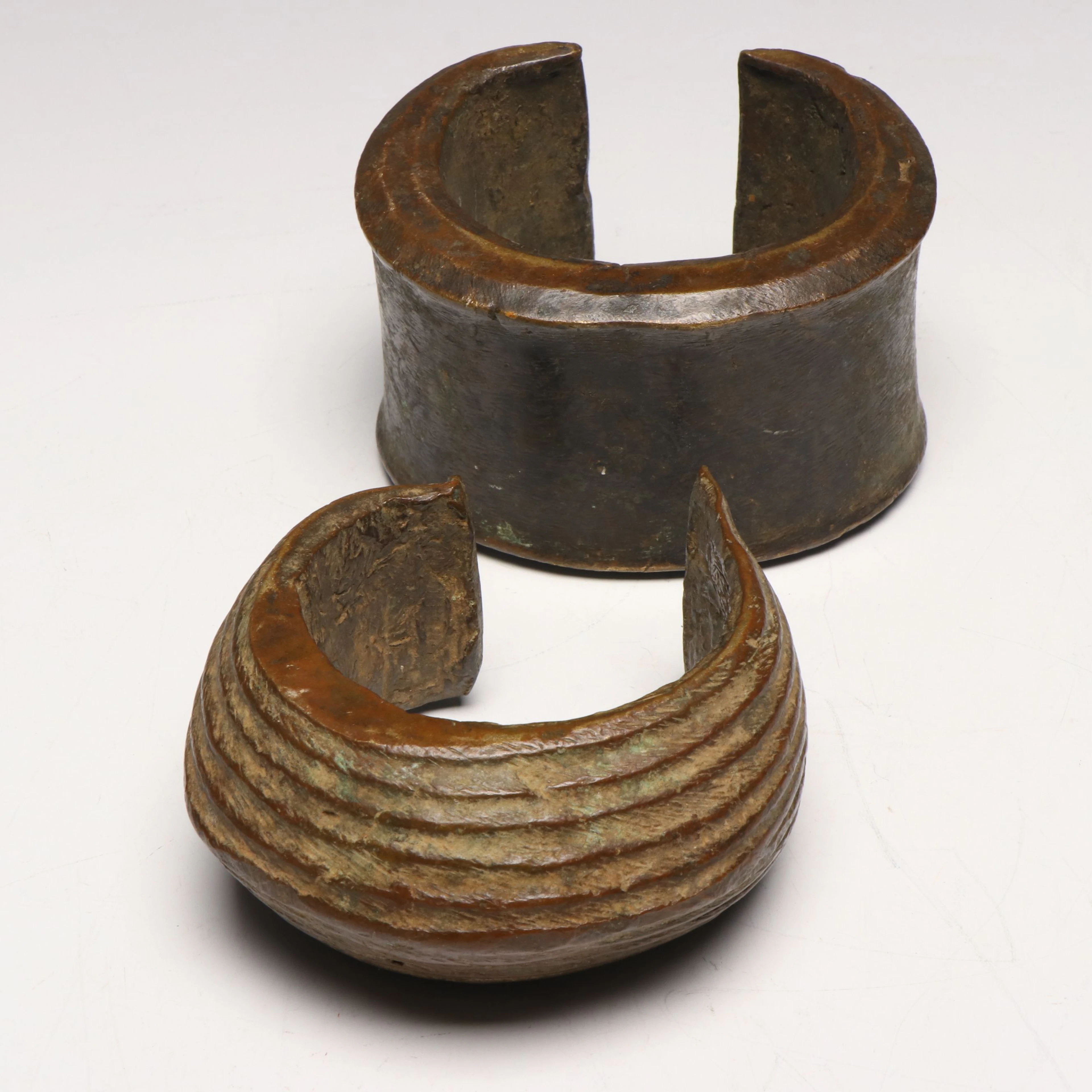 African Copper Alloy Manilla Currency Bracelets, Antique