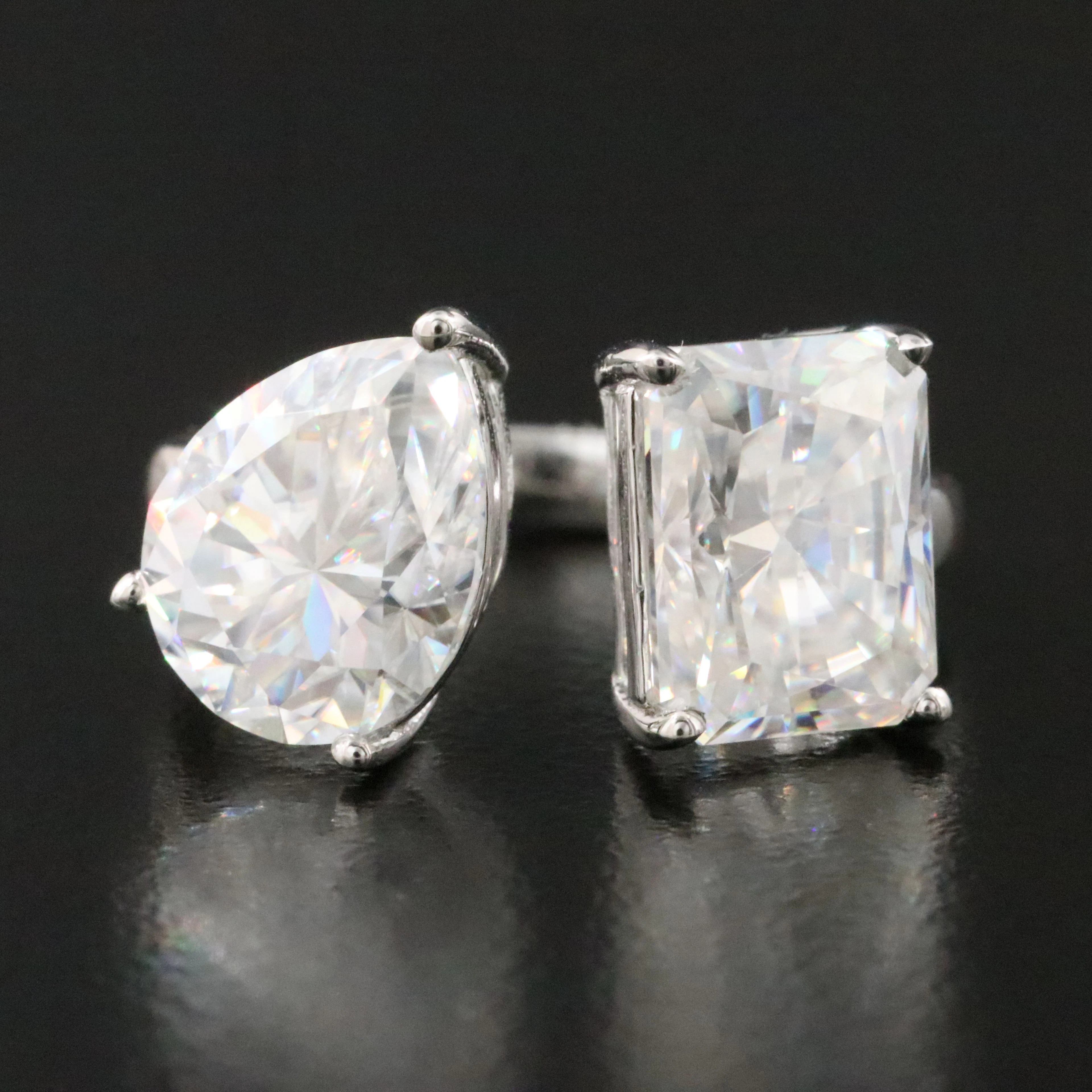 Sterling Two Stone Moissanite Ring