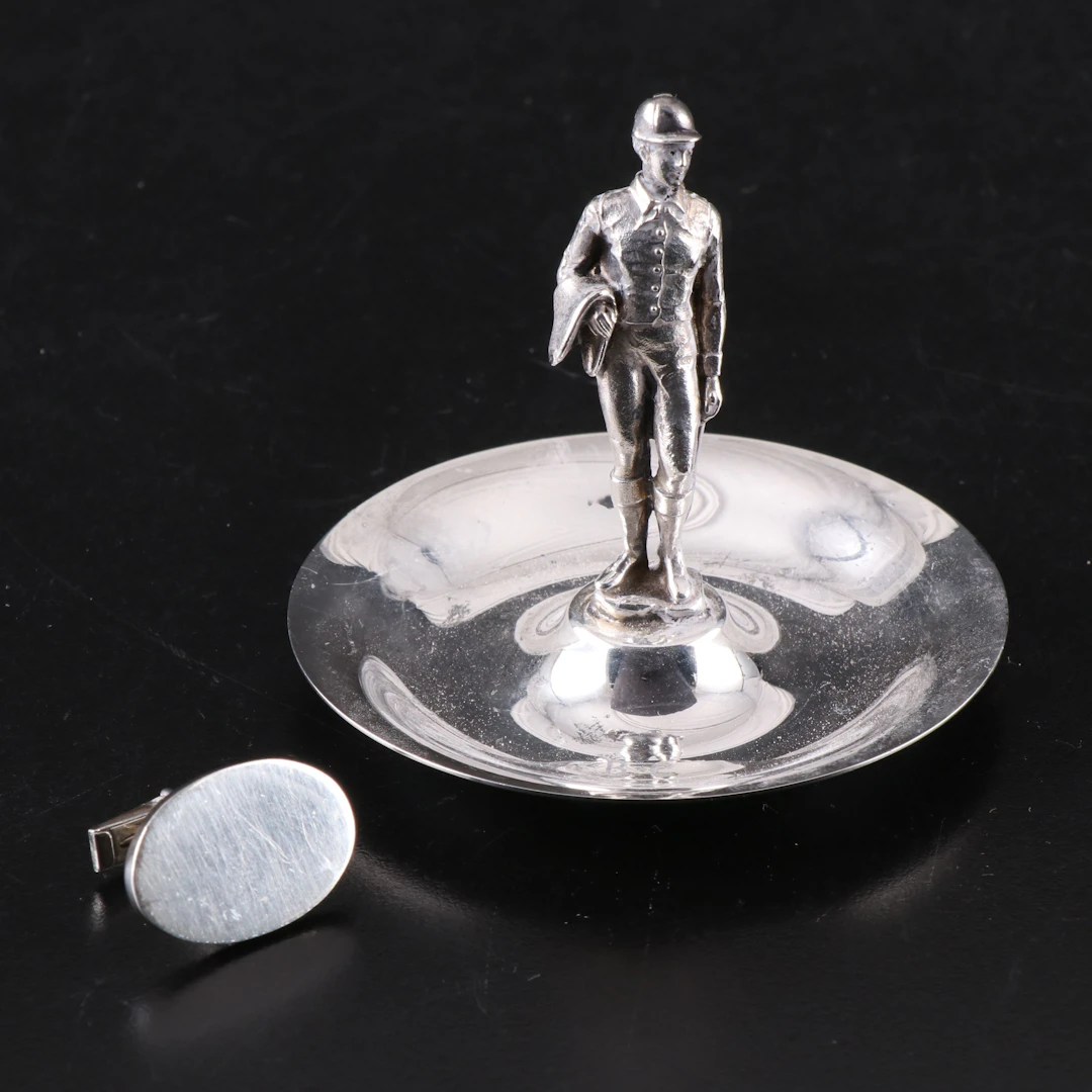 Tiffany & Co. Sterling Silver Jockey Ring Dish and Cufflink